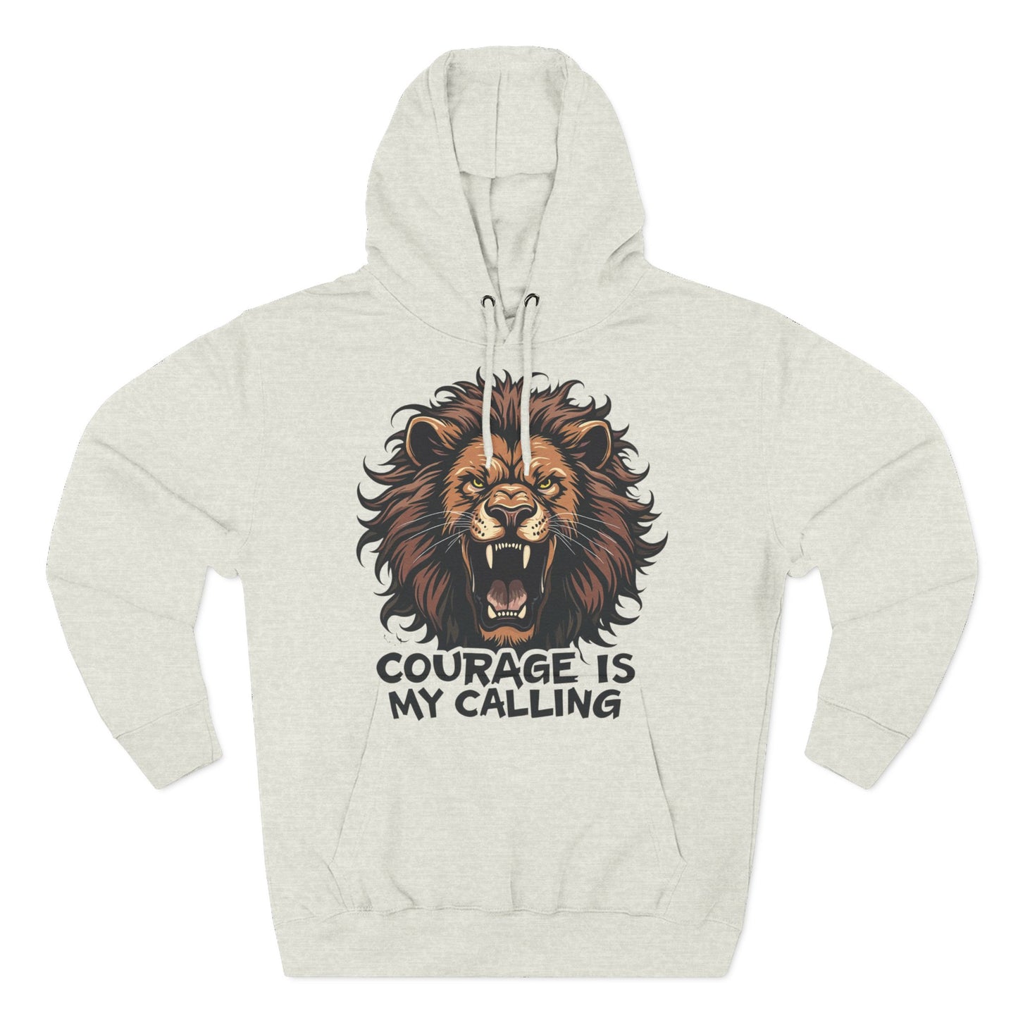 Courageous Lion Fleece Hoodie - Motivational Sweatshirt, Gift for Lion Lovers, Powerful Statement Wear, Casual Everyday Hoodie .