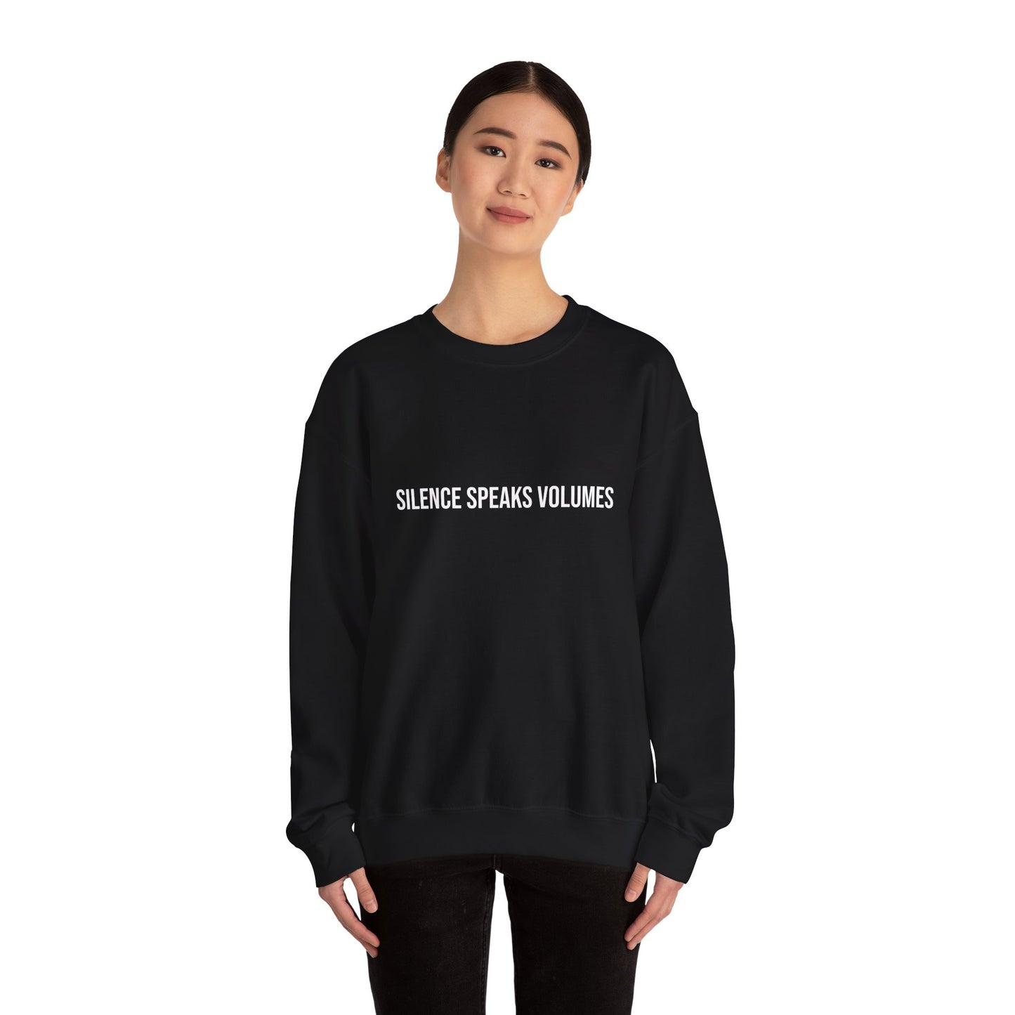Unisex Heavy Blend™ Crewneck Sweatshirt - Silence Speaks Volumes, Cozy Casual Wear, Inspirational Gift.