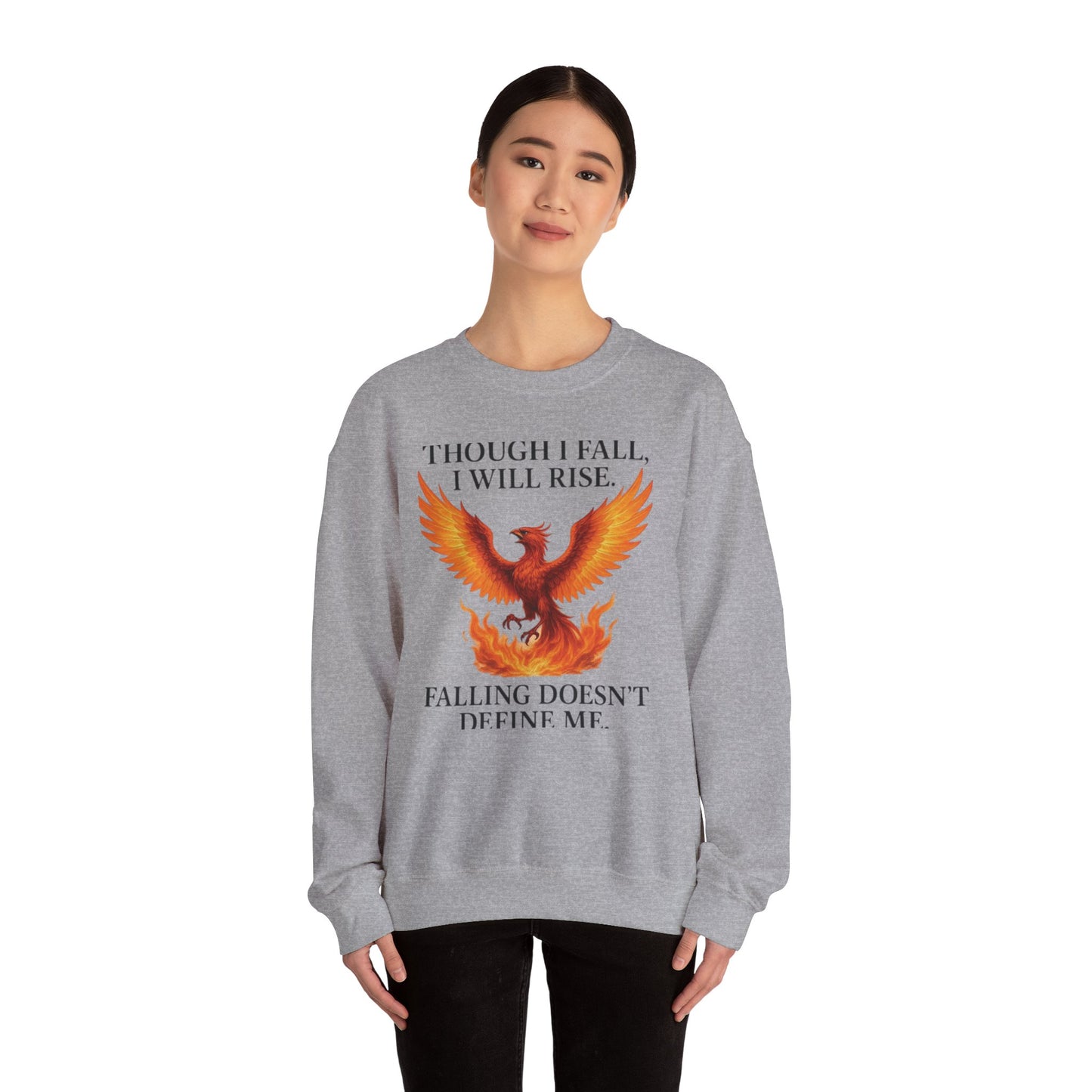 Inspirational Phoenix Crewneck Sweatshirt - Motivational Gift, Cozy Apparel, Unisex Sweatshirt, Fall & Rise Quote, Friendship Gift