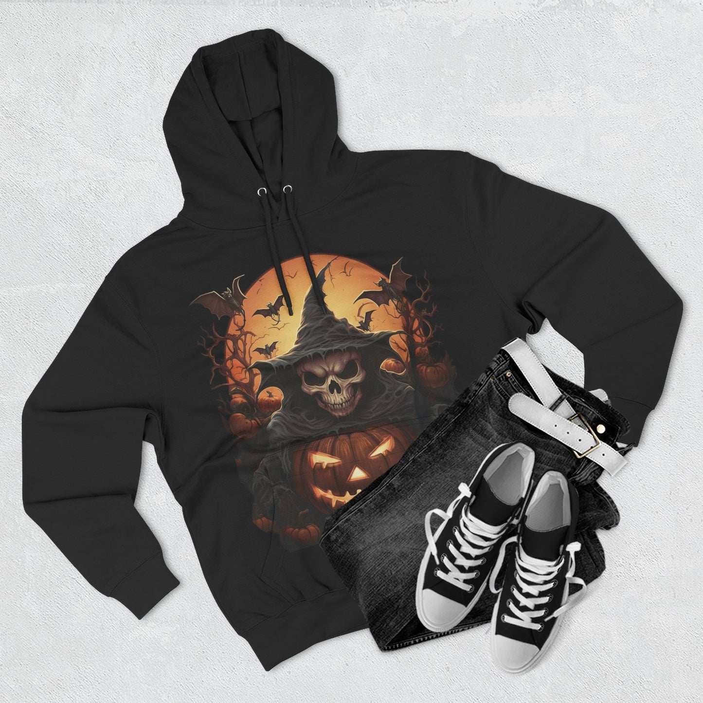 Spooky Halloween Hoodie, Fleece Sweatshirt for Fall, Cozy Witch Design, Pumpkin Decor, Unisex Gift for Halloween Lovers