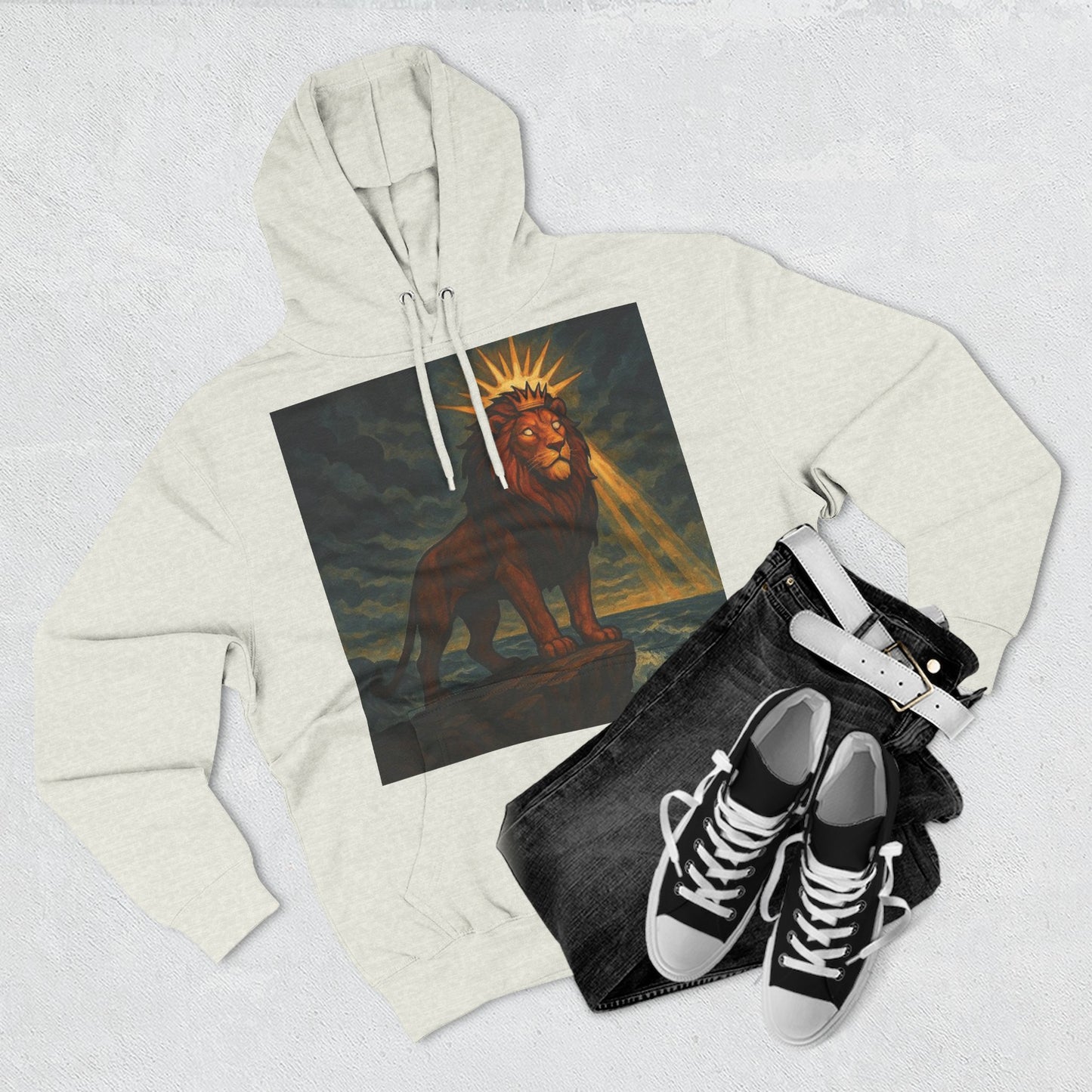 Three-Panel Fleece Hoodie, Cozy Hooded Sweatshirt, Animal Art Sweatshirt, Gift for Nature Lovers, Casual Wear, Unisex Hoodie