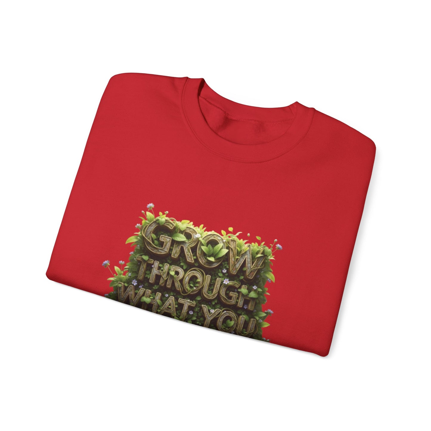 Nature-Inspired Motivational Sweatshirt, 'Grow Through What You Go Through' Crewneck, Cozy Gift for Nature Lovers