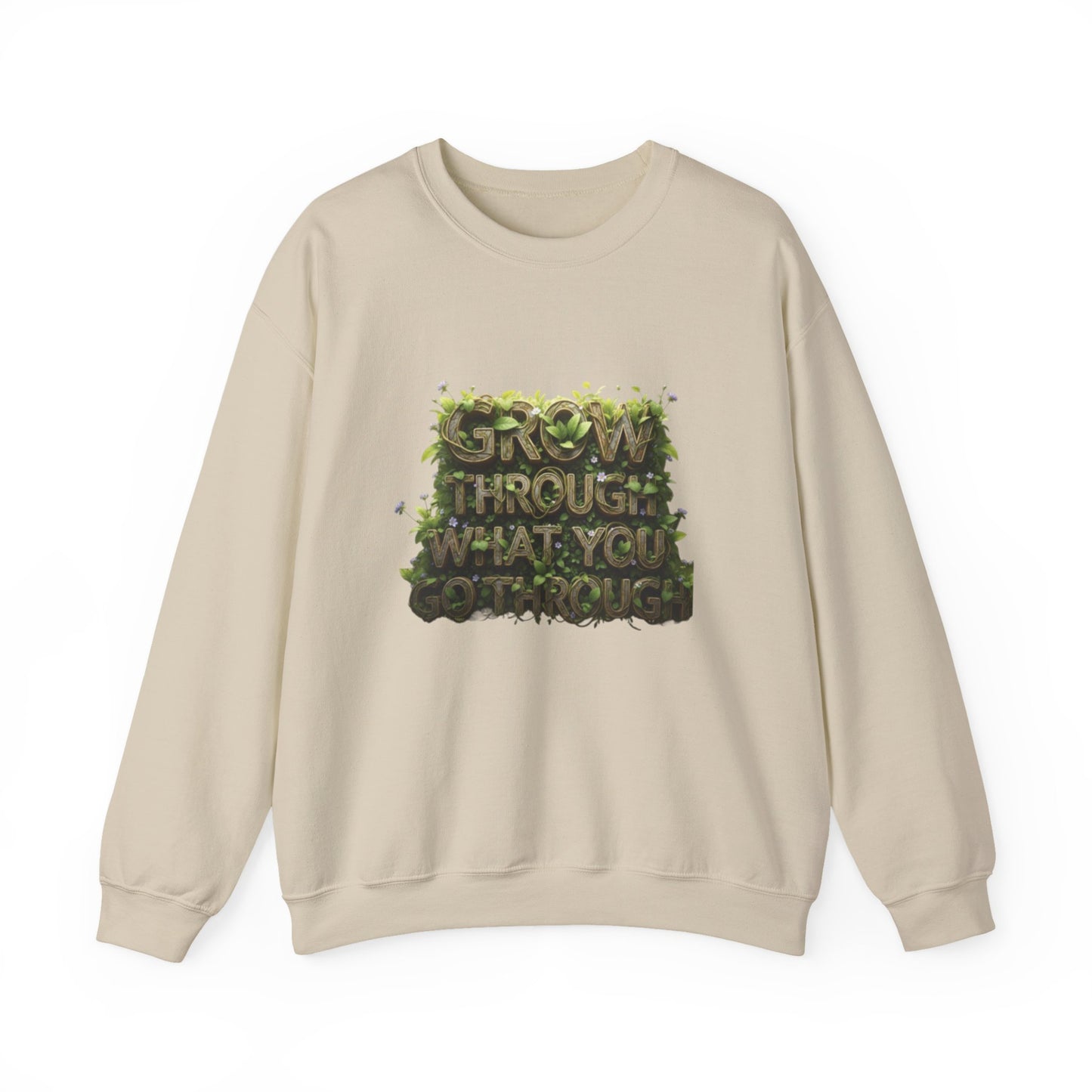 Nature-Inspired Motivational Sweatshirt, 'Grow Through What You Go Through' Crewneck, Cozy Gift for Nature Lovers