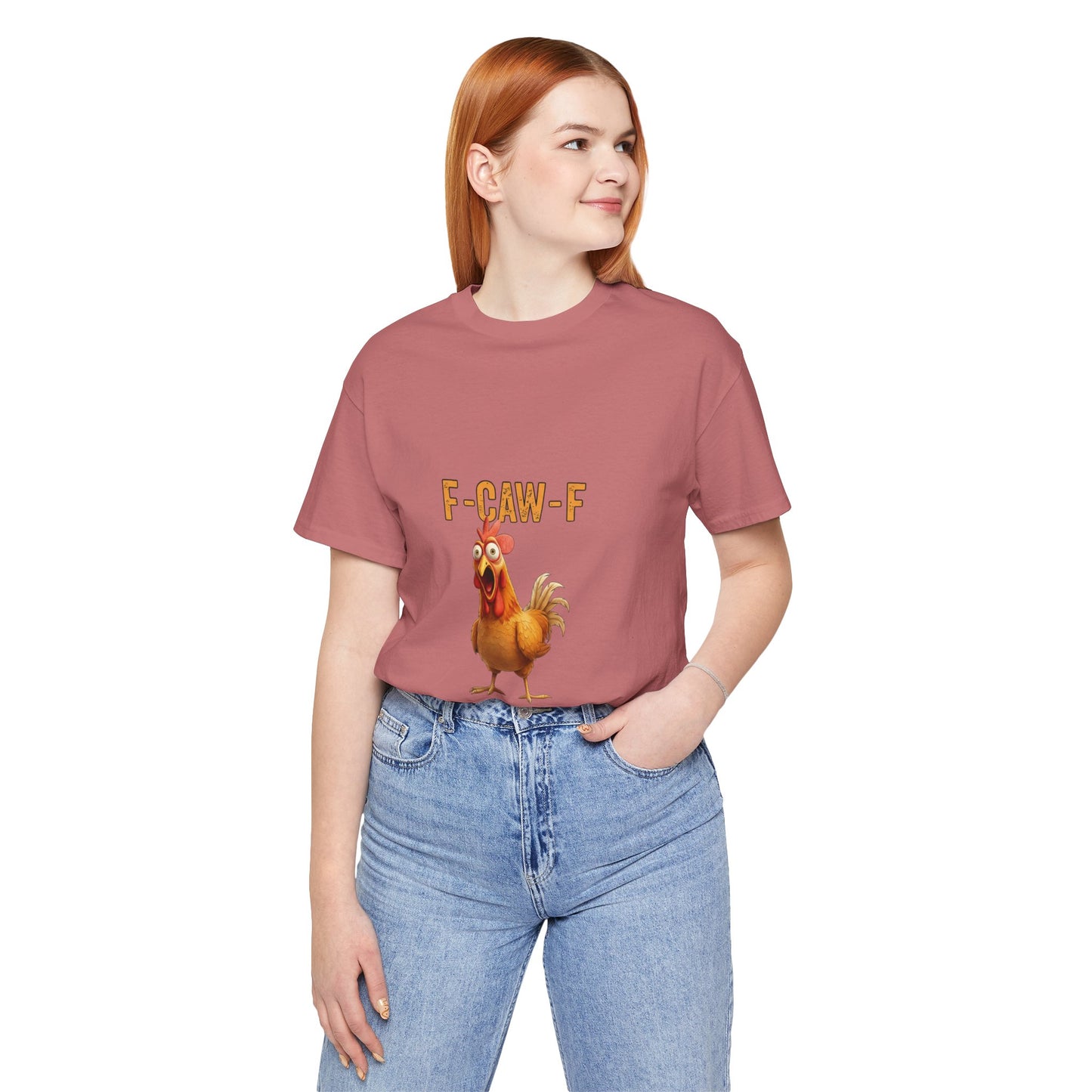 Funny Chicken Graphic Tee, Unisex Jersey Short Sleeve Shirt, Gift for Animal Lovers, Casual Wear, Humorous T-Shirt, F-CAW-F Tee