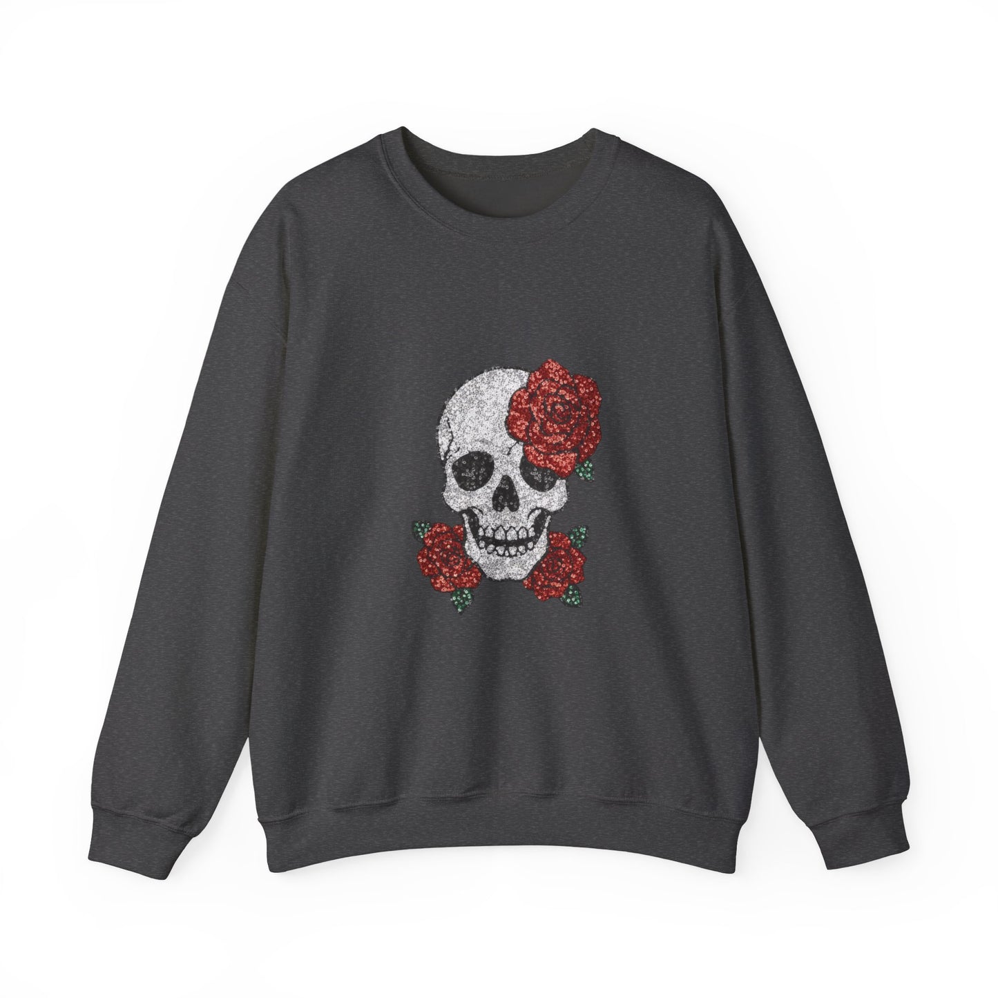 Skull & Roses Sweatshirt - Unisex Heavy Blend Crewneck, Perfect for Halloween, Casual Wear, and Unique Gifts