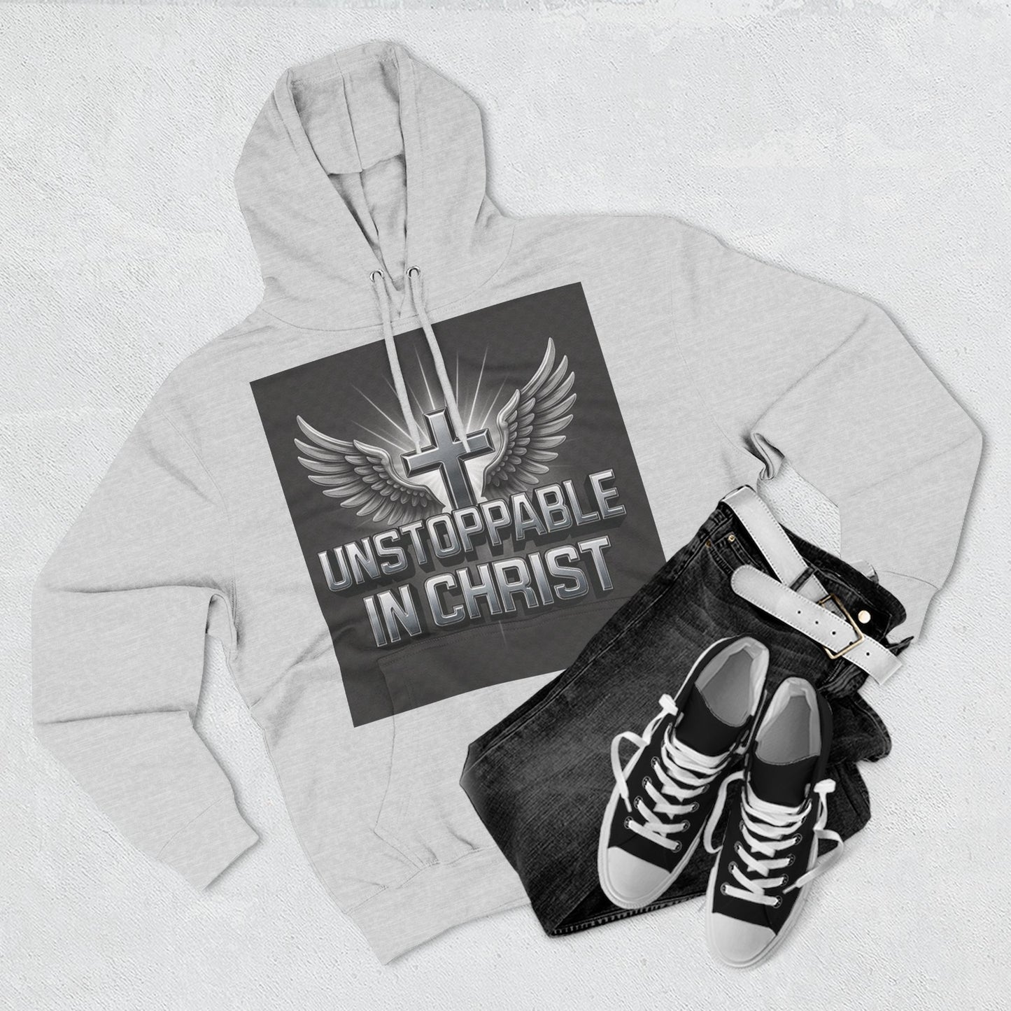Unstoppable in Christ Hoodie - Inspirational Fleece Sweatshirt for Faith, Christian Gift, Cozy Wear, Faith-Based Apparel