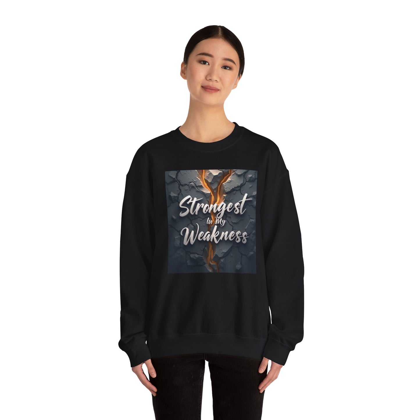 Strongest in My Weakness Sweatshirt | Cozy Unisex Crewneck | Inspirational Gift for Friends, Self-Care, Motivational Wear, Warm Layer