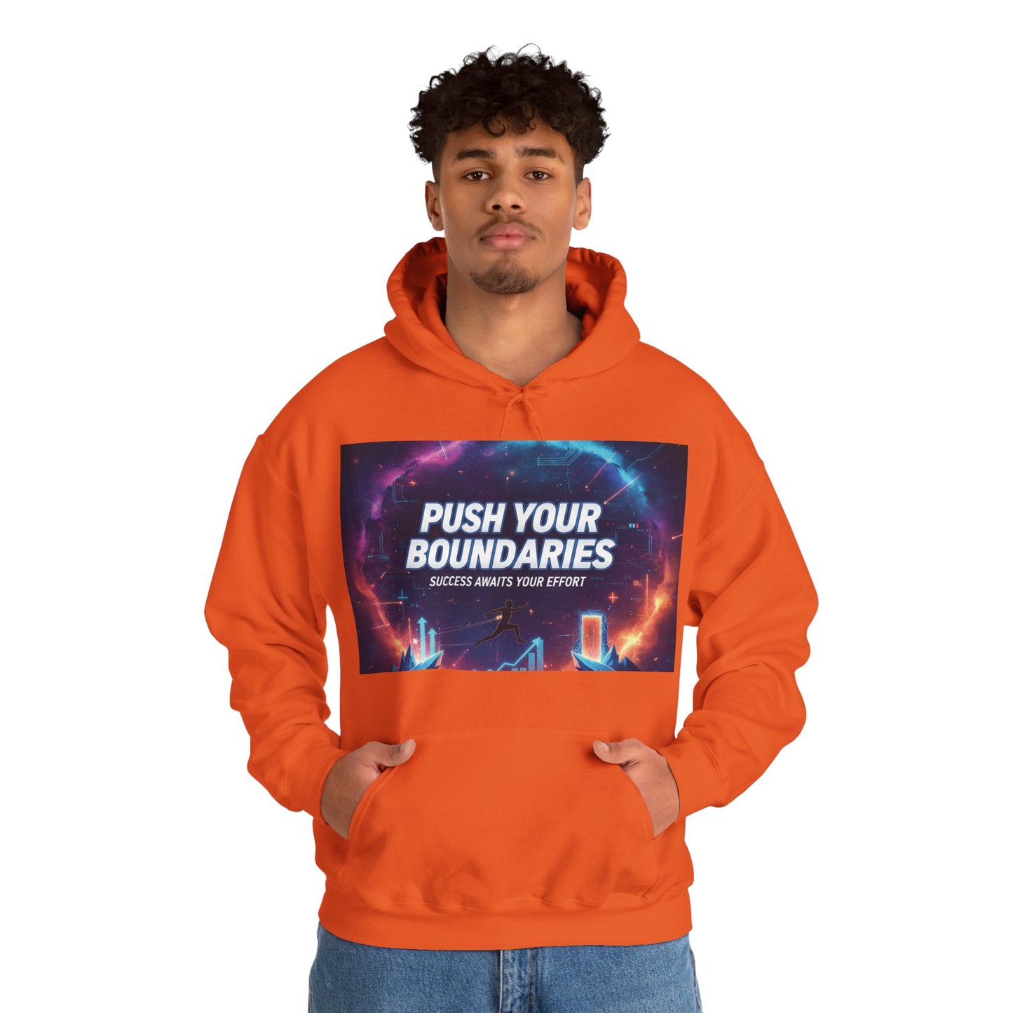 Motivational Graphic Hoodie, Push Your Boundaries Sweatshirt, Gift for Entrepreneurs, Cozy Layer for Success, Inspirational Apparel