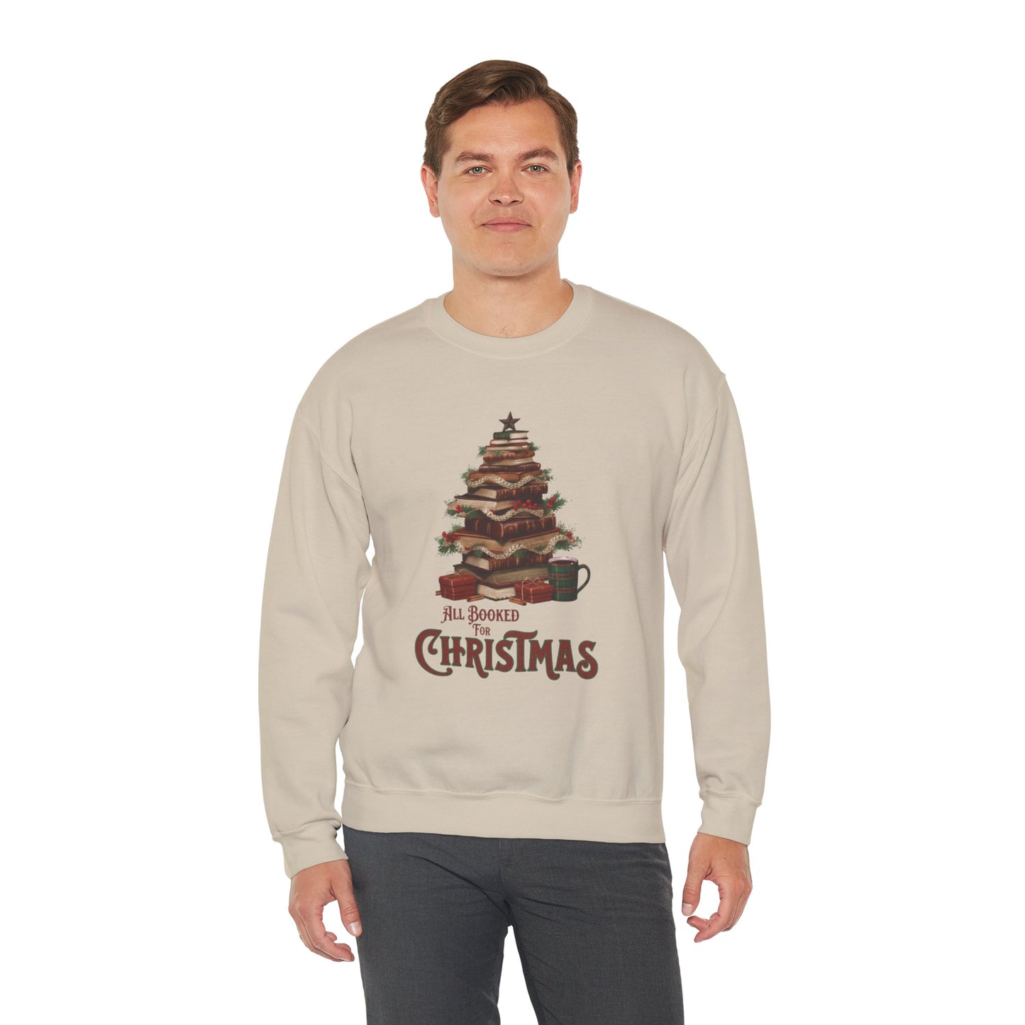 All Booked Christmas Sweatshirt, Cozy Holiday Wear, Gift for Book Lovers, Winter Apparel, Festive Crewneck