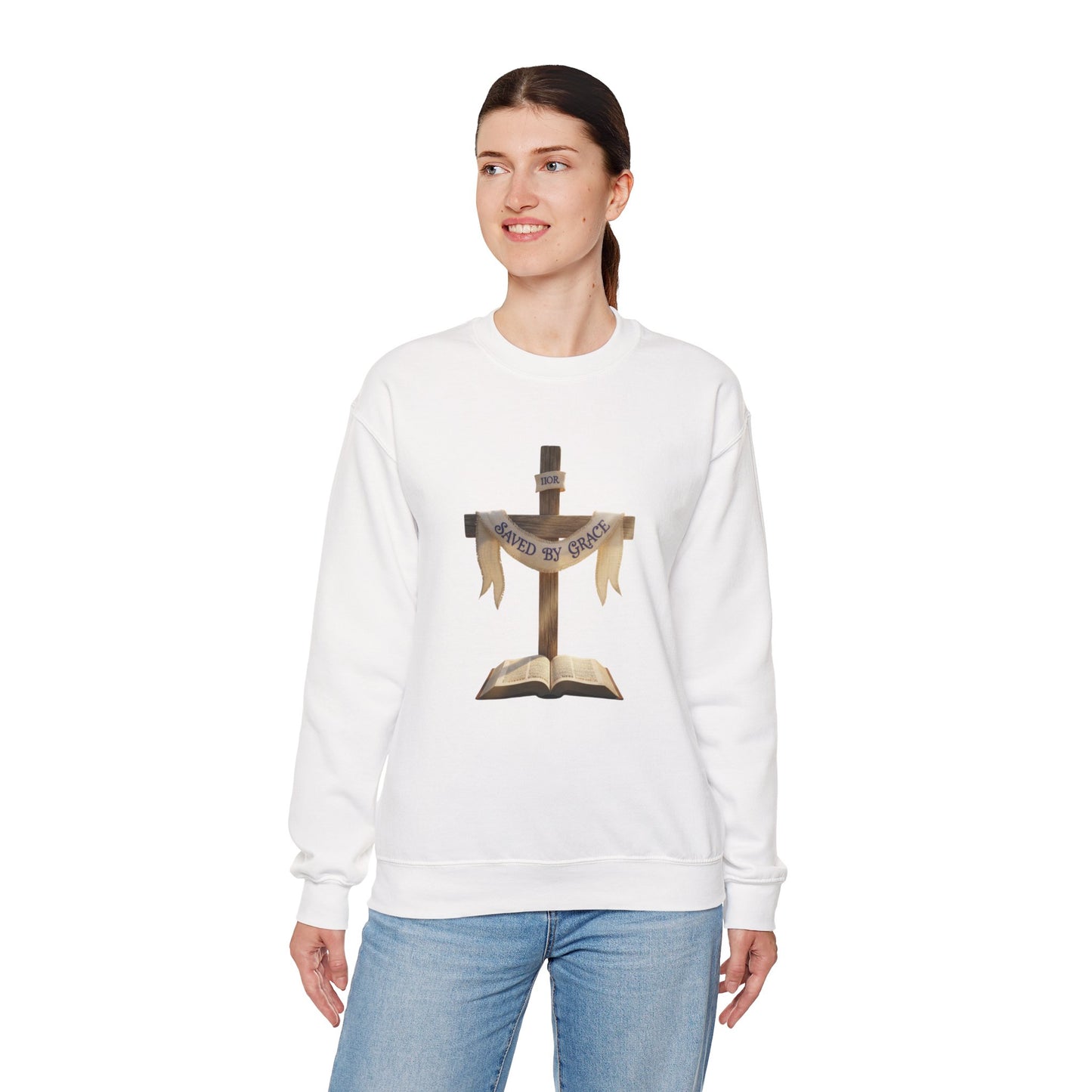 Faith-Inspired Crewneck Sweatshirt, Unisex Casual Wear, Christian Apparel, Cozy Gift for Religious Occasions, Scripture Design