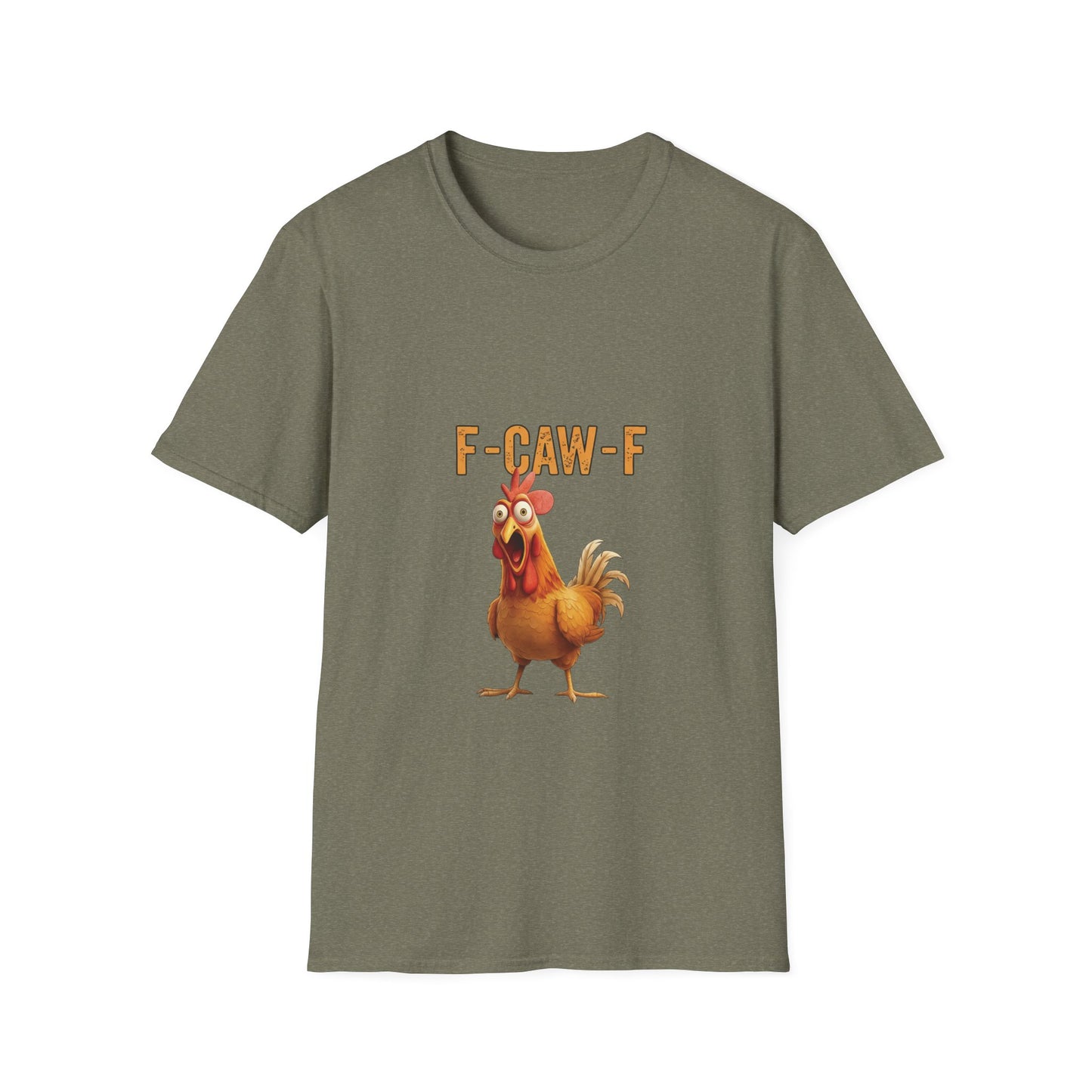 Funny Chicken T-Shirt, Unisex Softstyle Tee, F-Caw-F Humor Shirt, Gift for Animal Lovers, Cute Farm Animal Apparel