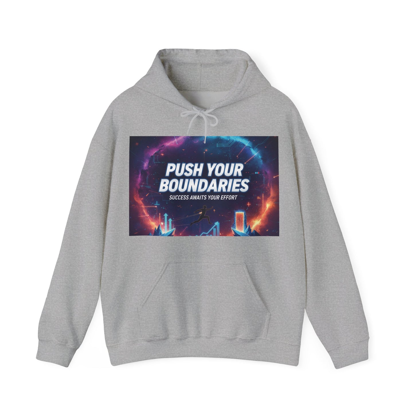 Motivational Graphic Hoodie, Push Your Boundaries Sweatshirt, Gift for Entrepreneurs, Cozy Layer for Success, Inspirational Apparel