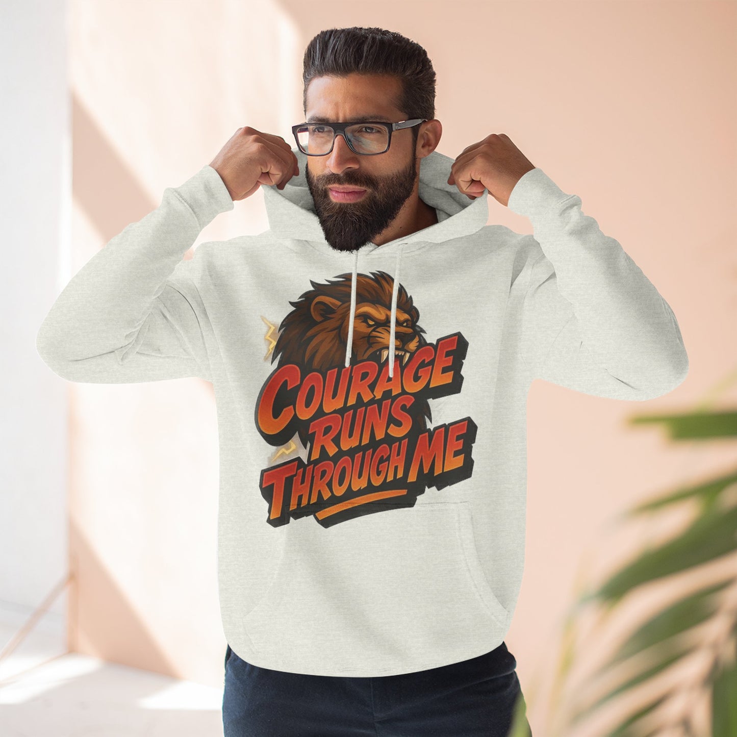 Courageous Lion Fleece Hoodie - Motivational Gift for Animal Lovers, Cozy Apparel for Fall, Bold Statement Wear, Unisex Sweatshirt, [...]