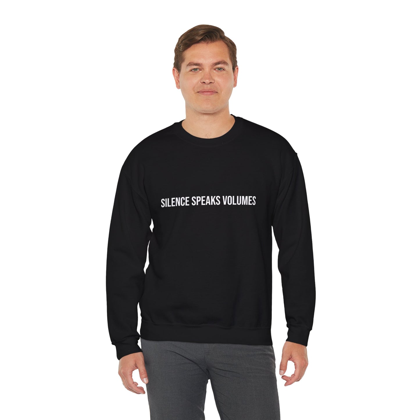 Unisex Heavy Blend™ Crewneck Sweatshirt - Silence Speaks Volumes, Cozy Casual Wear, Inspirational Gift.