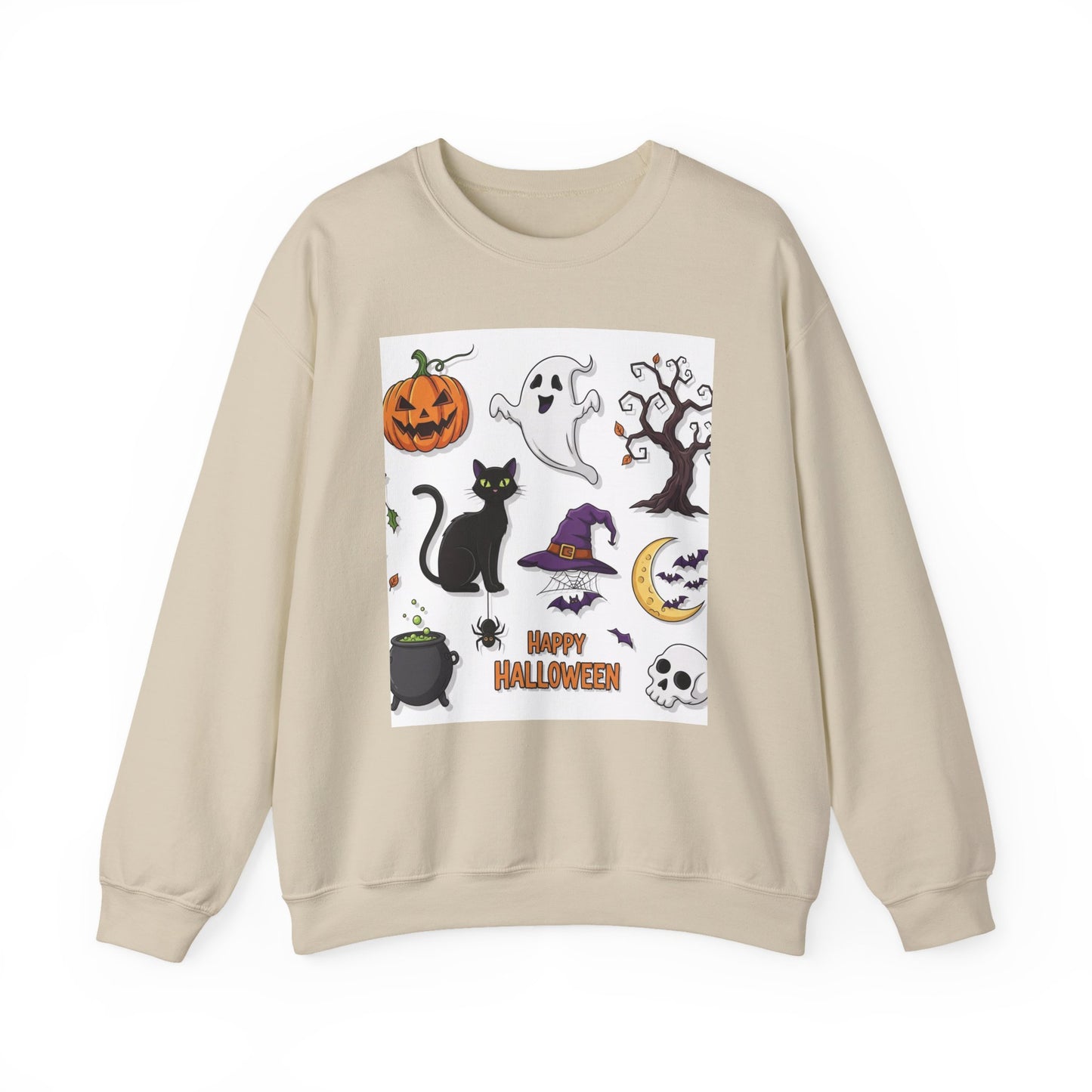 Halloween Spirit Crewneck Sweatshirt - Unisex, Cozy Halloween Gift, Fall Apparel, Spooky Season Sweater, Ghost & Pumpkin Sweatshirt