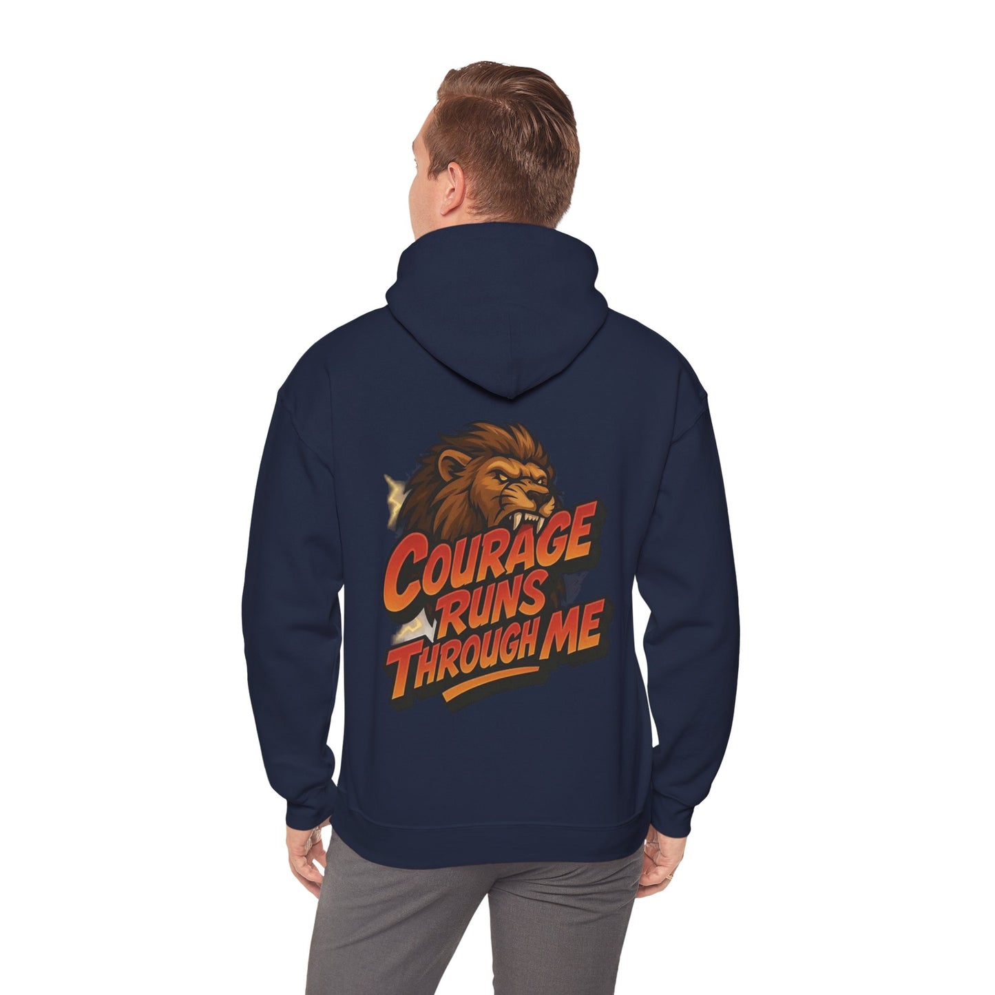 Courage Runs Through Me Hoodie - Unisex Heavy Blend Sweatshirt, Cozy Gift for Motivational Living, Perfect for Workout.