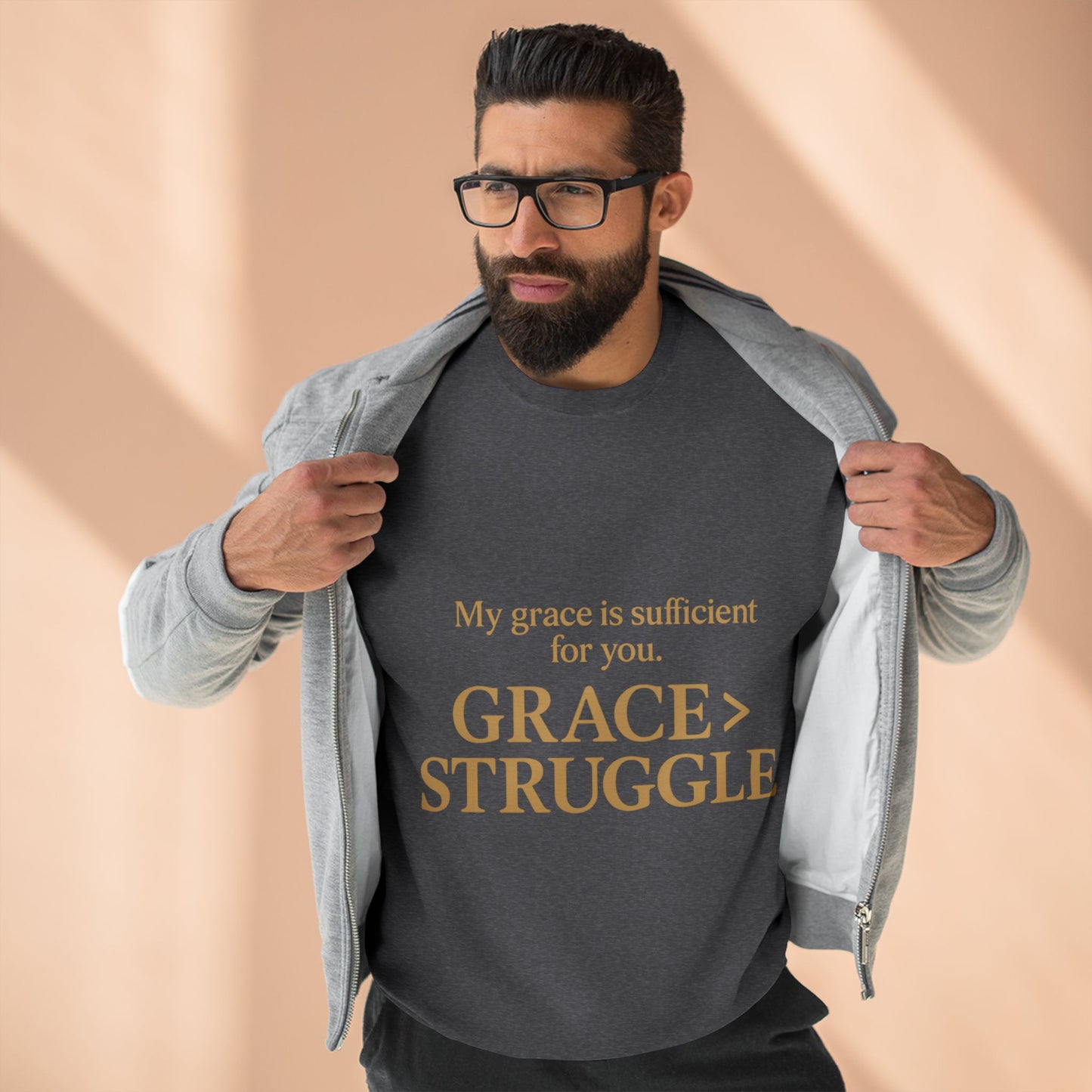 Unisex Crewneck Sweatshirt - Grace Over Struggle - Inspirational Sweatshirt, Everyday Wear, Cozy Gift, Motivational Apparel, [...]