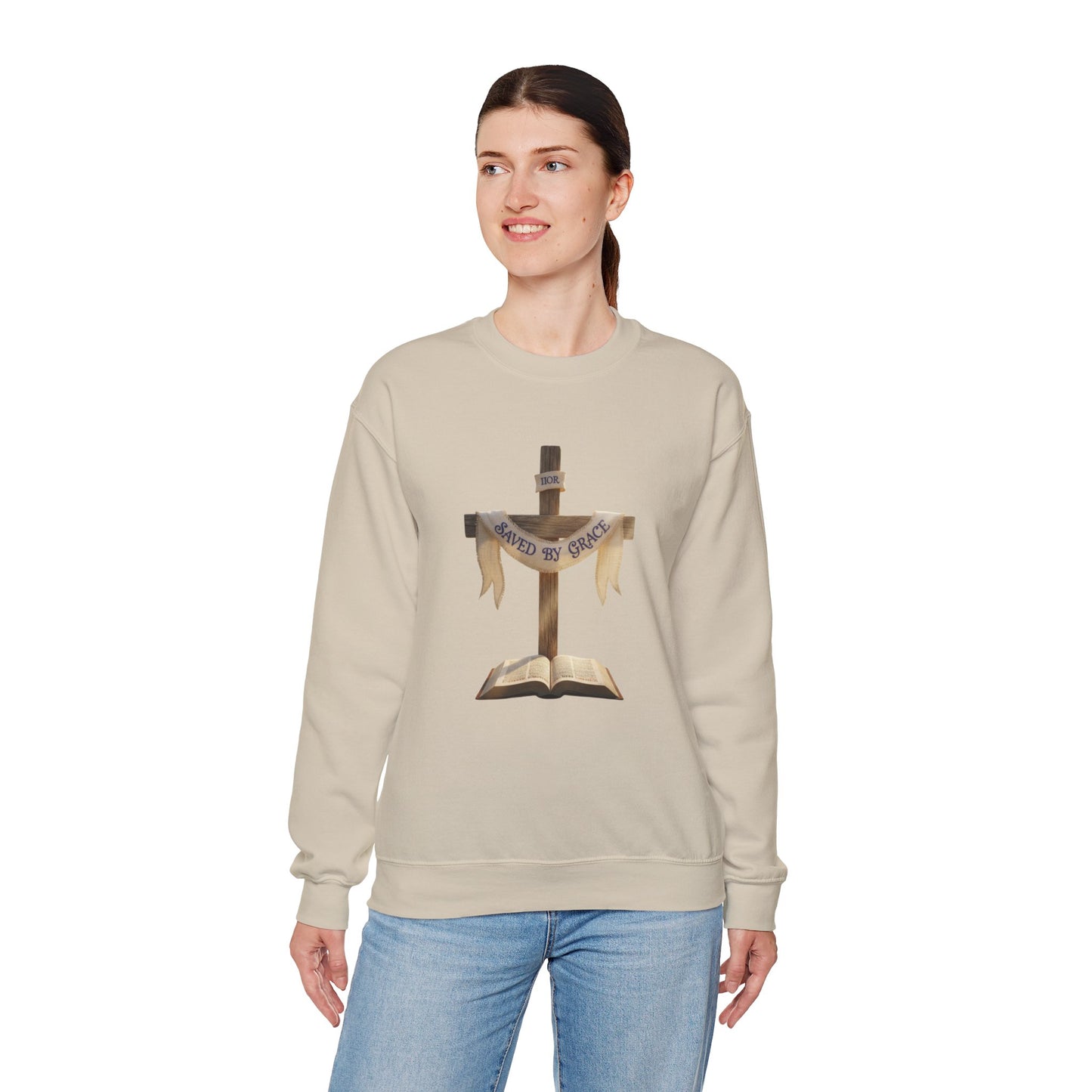 Faith-Inspired Crewneck Sweatshirt, Unisex Casual Wear, Christian Apparel, Cozy Gift for Religious Occasions, Scripture Design