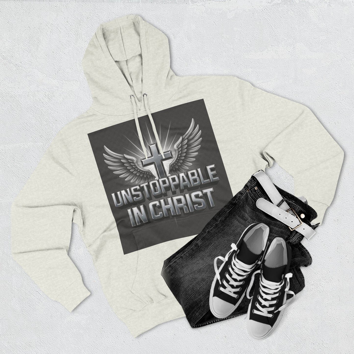 Unstoppable in Christ Hoodie - Inspirational Fleece Sweatshirt for Faith, Christian Gift, Cozy Wear, Faith-Based Apparel