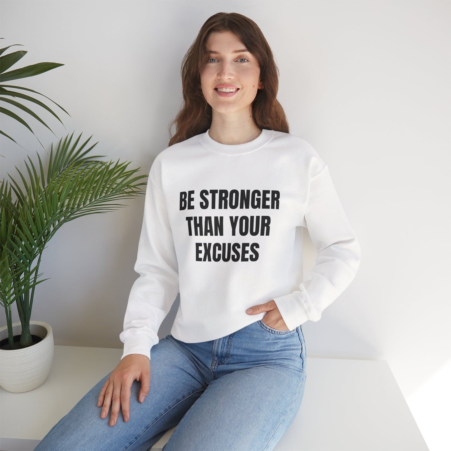Motivational Crewneck Sweatshirt - Be Strong, Inspirational Gift for Fitness Lovers, Casual Cozy Sweater for Everyday Wear.