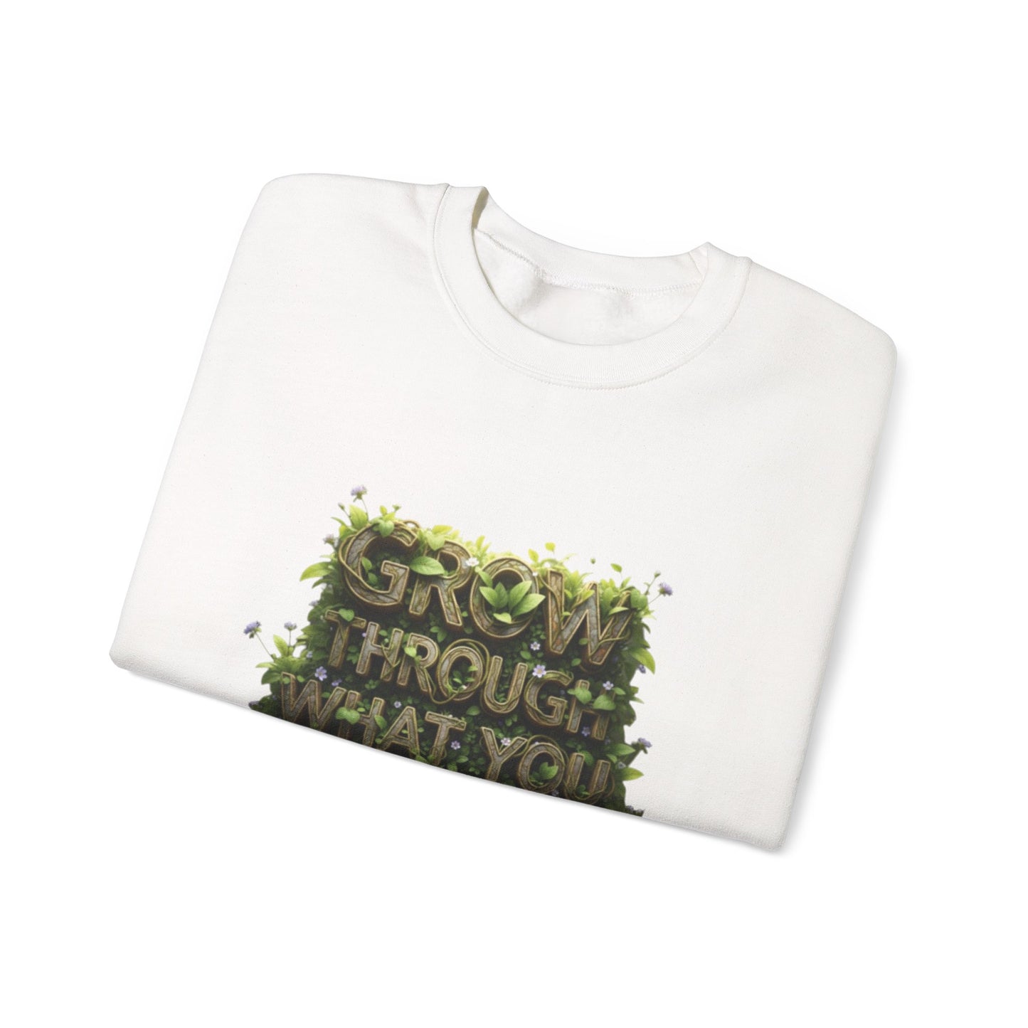 Nature-Inspired Motivational Sweatshirt, 'Grow Through What You Go Through' Crewneck, Cozy Gift for Nature Lovers