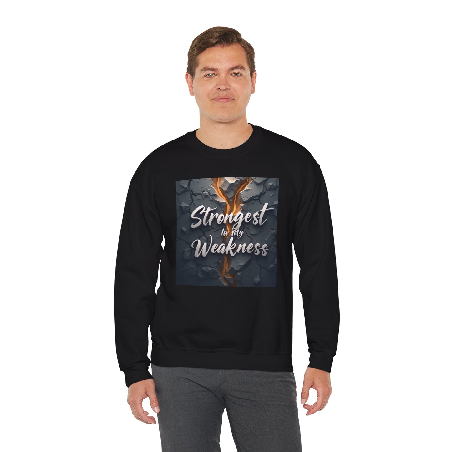 Strongest in My Weakness Sweatshirt | Cozy Unisex Crewneck | Inspirational Gift for Friends, Self-Care, Motivational Wear, Warm Layer