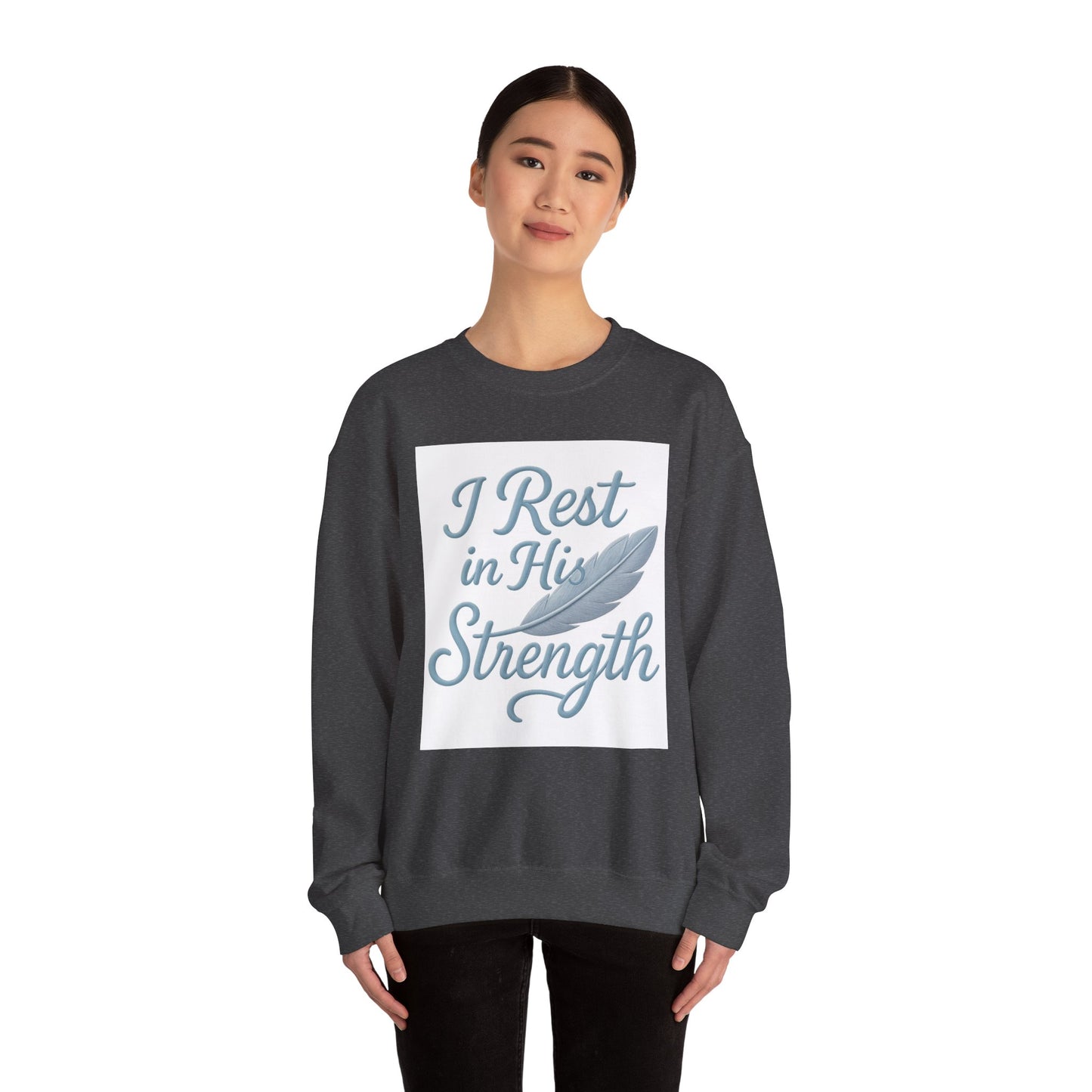 Inspirational Strength Crewneck Sweatshirt, Gift for Him, Motivational Apparel, Cozy Sweater for Faith, Relaxed Comfort Wear