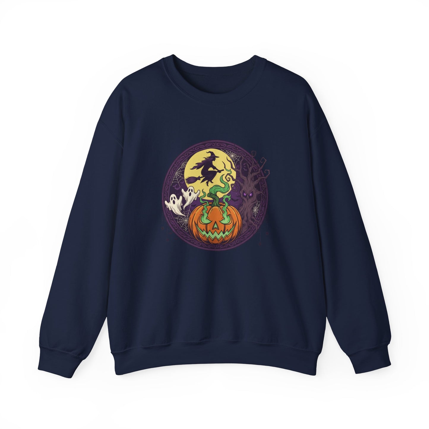 Halloween Pumpkin Ghost Sweatshirt | Cozy Fall Crewneck for Adults, Unisex Sweatshirt, Halloween Gift, Spooky Season Apparel, Autumn Fashion