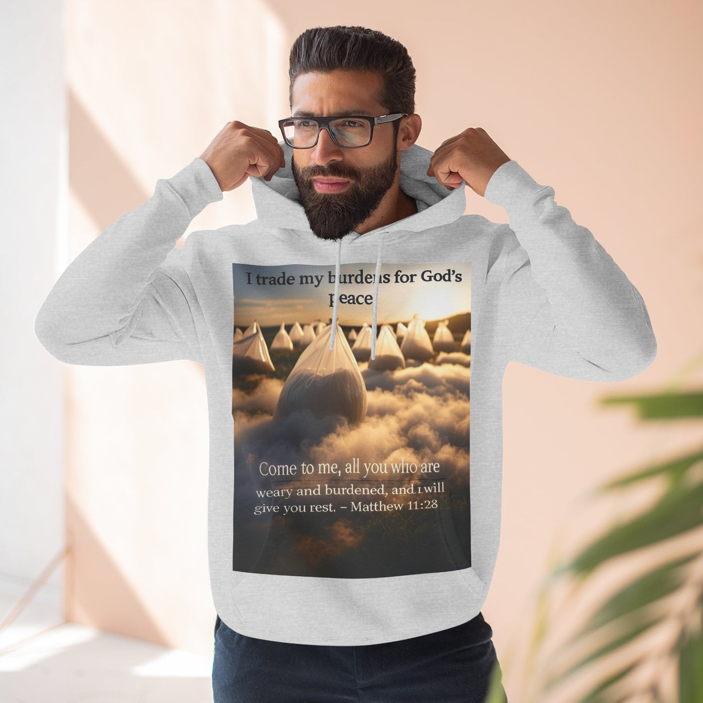 Inspirational Fleece Hoodie with Bible Verse, Cozy Christian Apparel, Perfect Gift for Faith, Relaxation, and Every Occasion