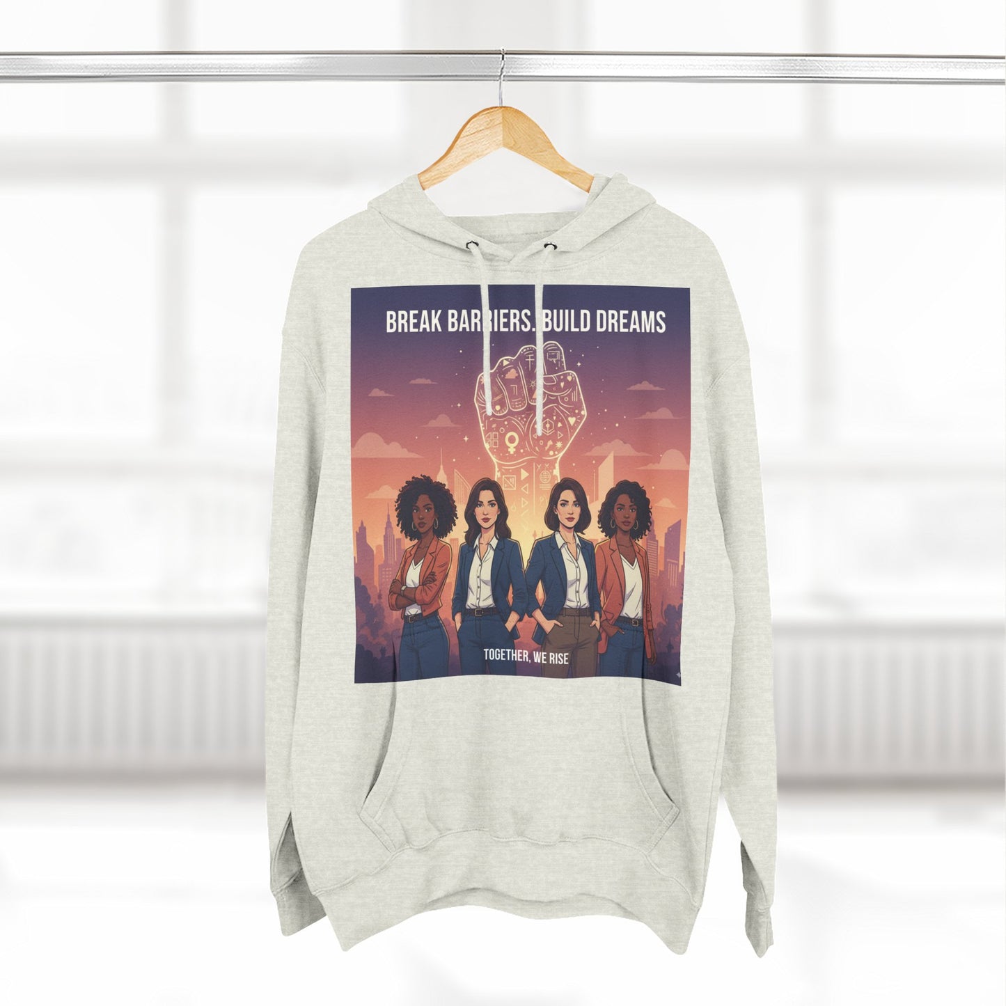 Empowering Women's Three-Panel Fleece Hoodie - Cozy, Inspirational Apparel for Dream Chasers, Gift for Her, Motivational Clothing.