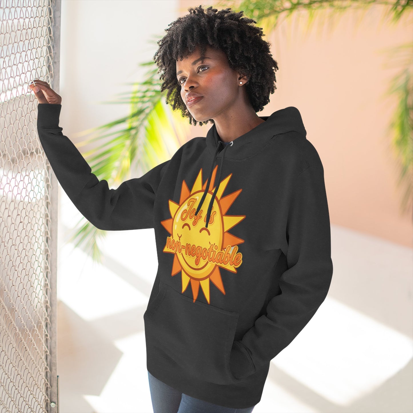 Joyful Fleece Hoodie - Sun Design, Casual Wear, Cozy Gift, Cheerful Apparel, Sunshine Hoodie