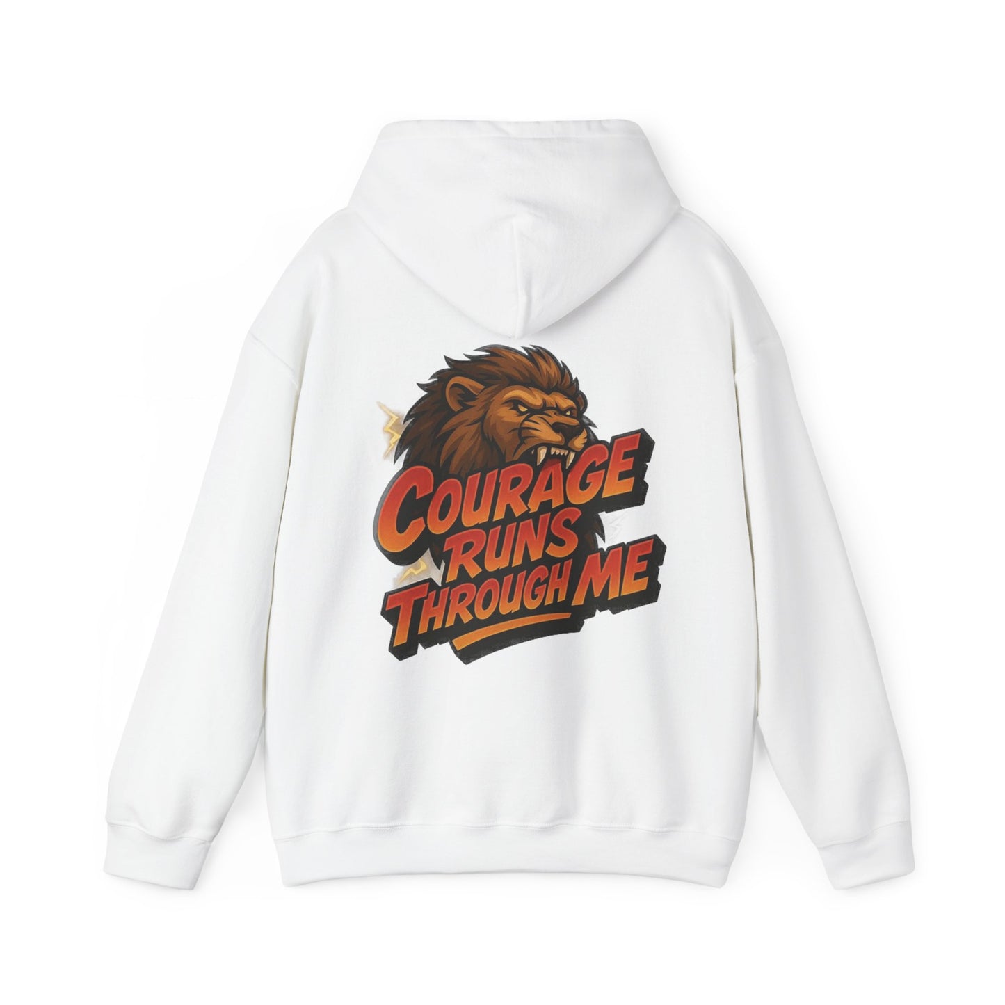 Courage Runs Through Me Hoodie - Unisex Heavy Blend Sweatshirt, Cozy Gift for Motivational Living, Perfect for Workout.