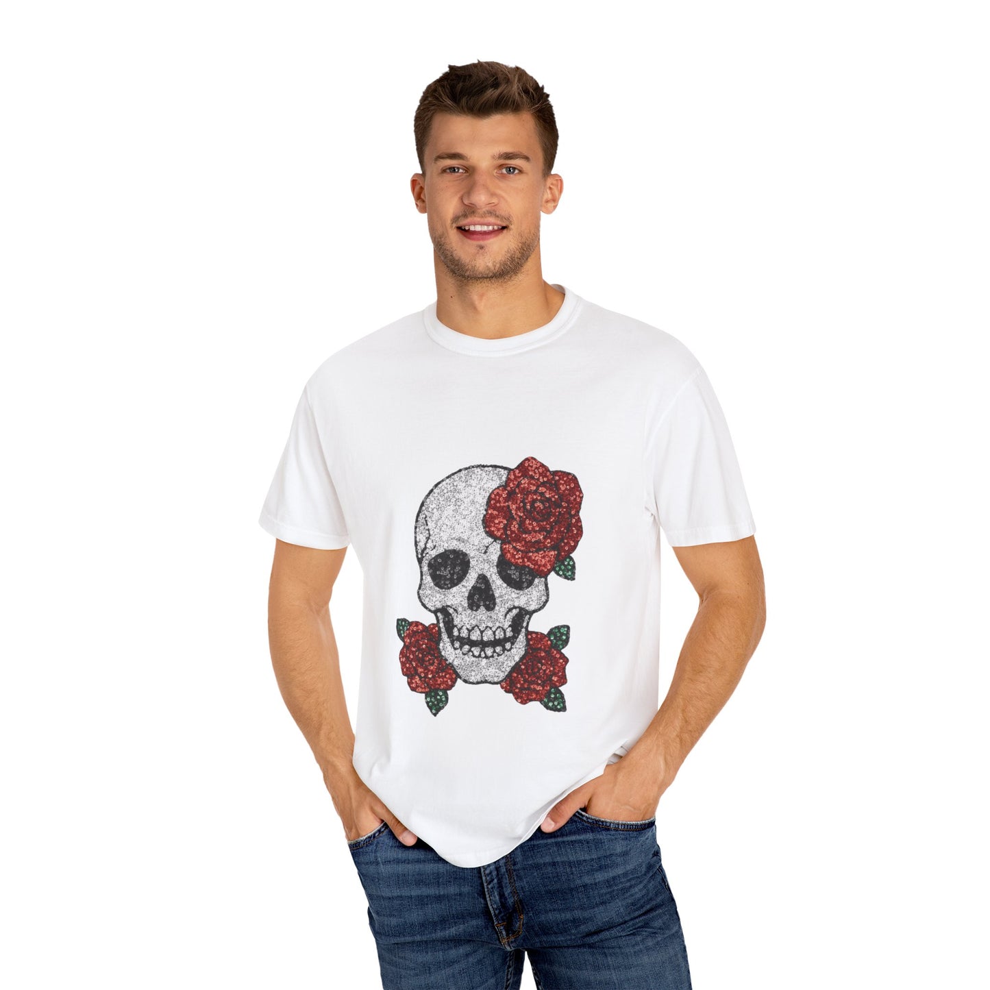Skull and Roses T-Shirt | Boho-Chic Wear, Vintage Style Shirt, Gift for Her, Festival Outfit, Casual Everyday Tee