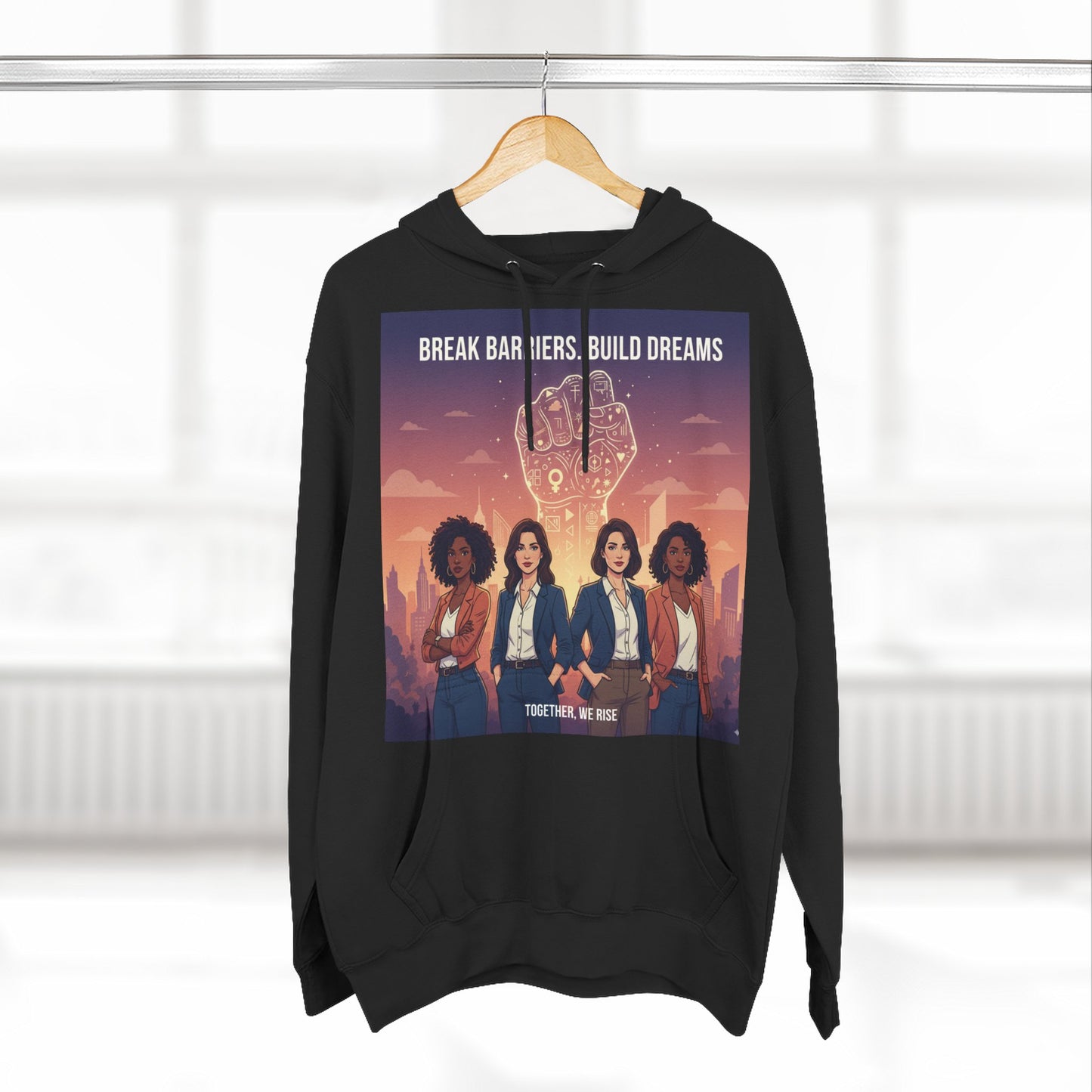 Empowering Women's Three-Panel Fleece Hoodie - Cozy, Inspirational Apparel for Dream Chasers, Gift for Her, Motivational Clothing.