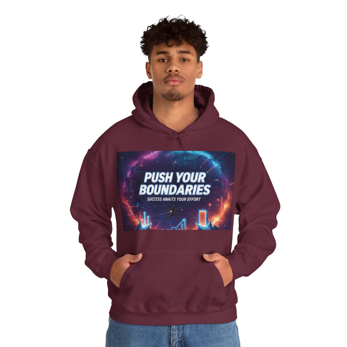 Motivational Graphic Hoodie, Push Your Boundaries Sweatshirt, Gift for Entrepreneurs, Cozy Layer for Success, Inspirational Apparel