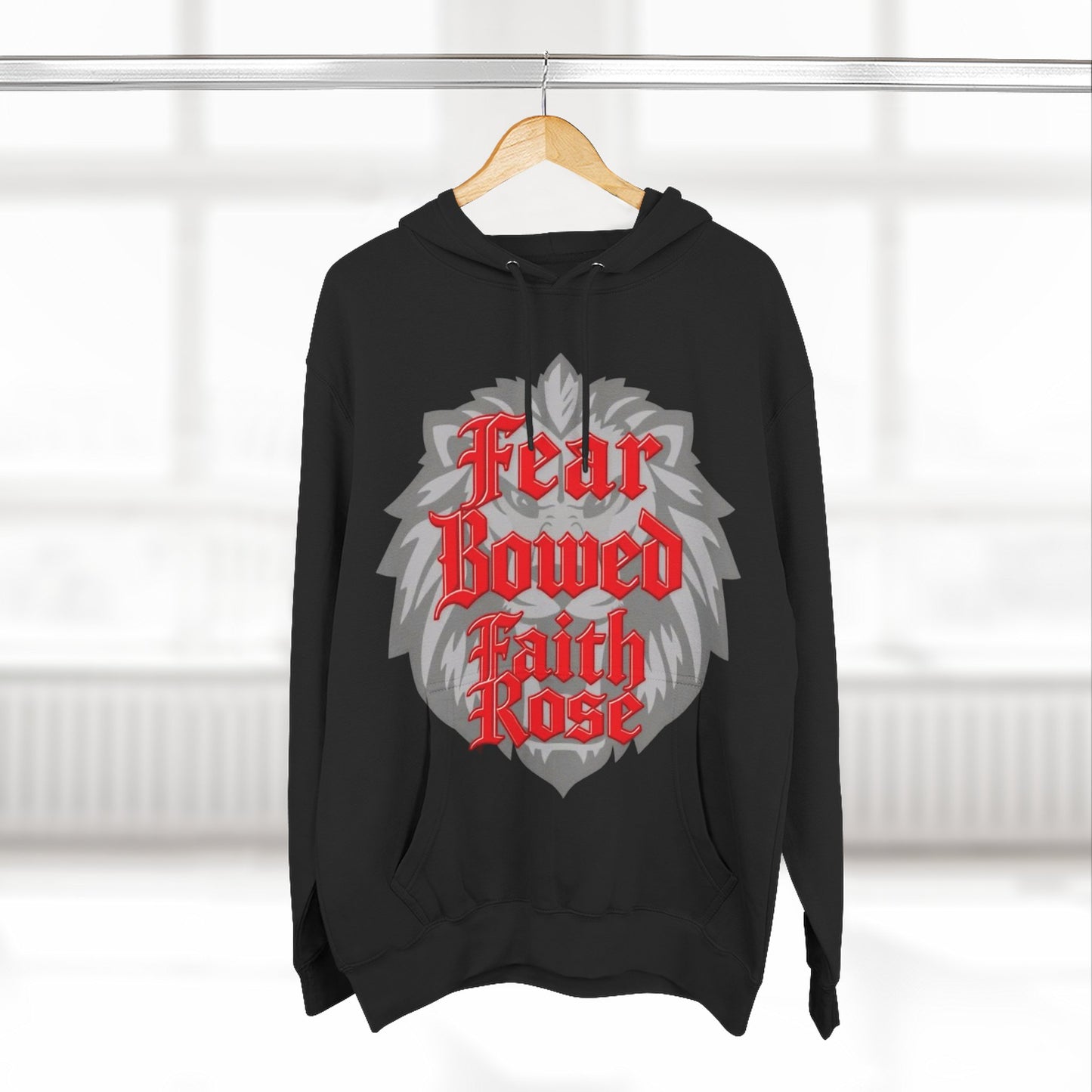 Fear Bowed Faith Rose Fleece Hoodie, Casual Wear, Gift for Her, Inspirational Apparel, Cozy Sweatshirt