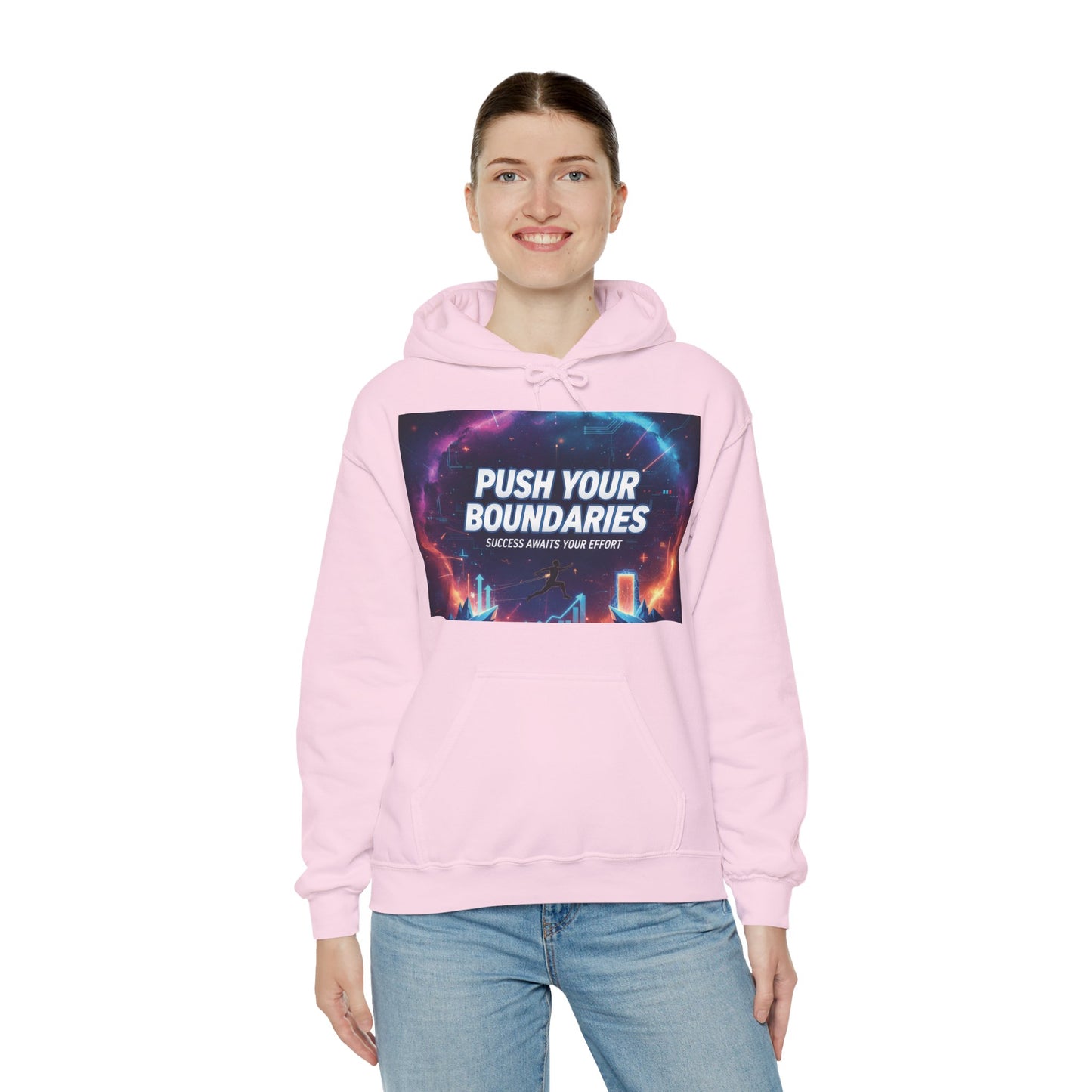 Motivational Graphic Hoodie, Push Your Boundaries Sweatshirt, Gift for Entrepreneurs, Cozy Layer for Success, Inspirational Apparel
