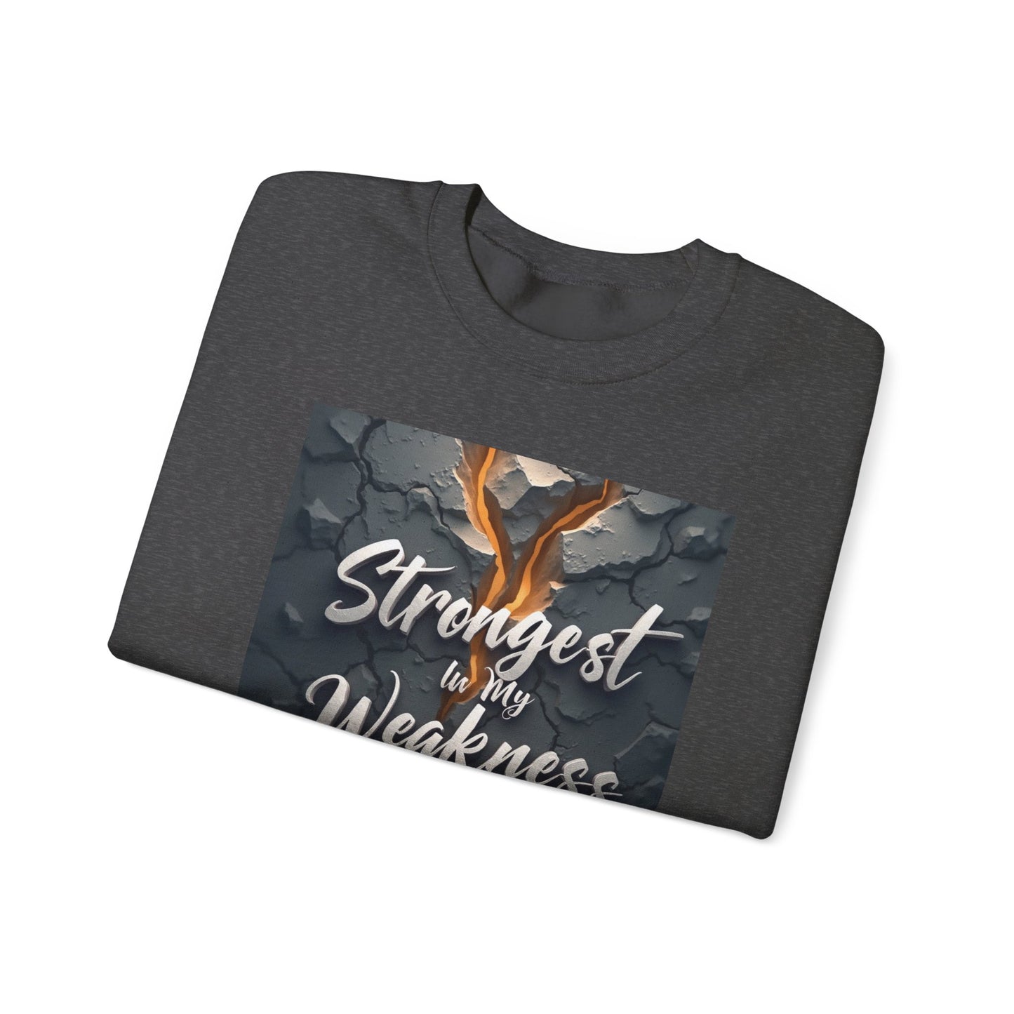 Strongest in My Weakness Sweatshirt | Cozy Unisex Crewneck | Inspirational Gift for Friends, Self-Care, Motivational Wear, Warm Layer