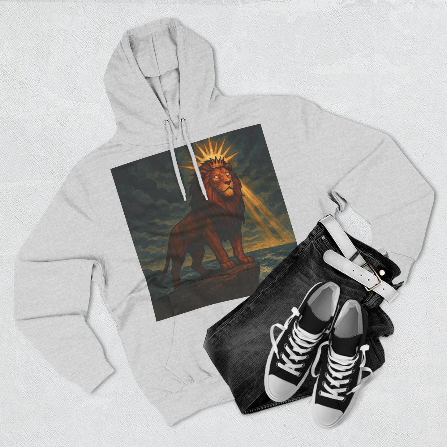 Three-Panel Fleece Hoodie, Cozy Hooded Sweatshirt, Animal Art Sweatshirt, Gift for Nature Lovers, Casual Wear, Unisex Hoodie
