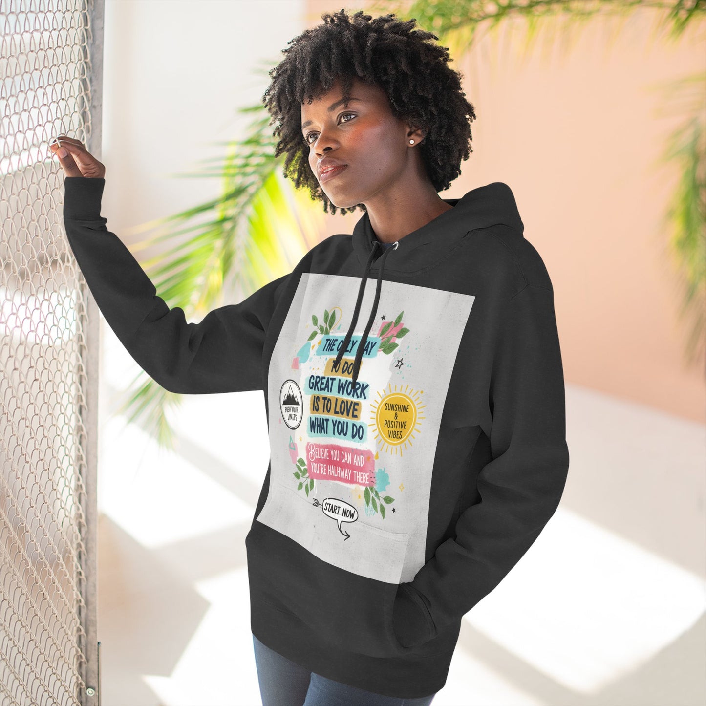 Inspiring Fleece Hoodie for Motivation, Cozy Sweatshirt, Gift for Job Seekers, Work from Home Apparel, Positive Vibes Hoodie
