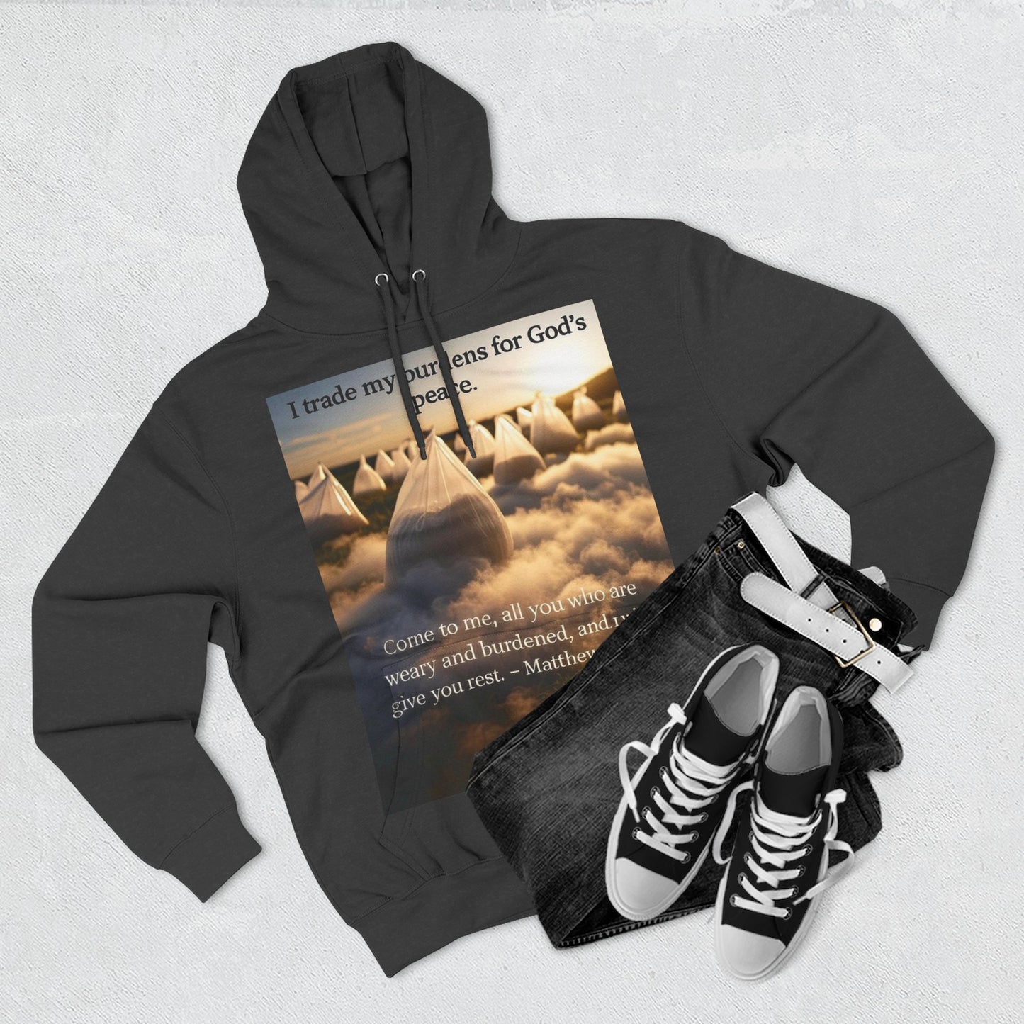 Inspirational Fleece Hoodie with Bible Verse, Cozy Christian Apparel, Perfect Gift for Faith, Relaxation, and Every Occasion