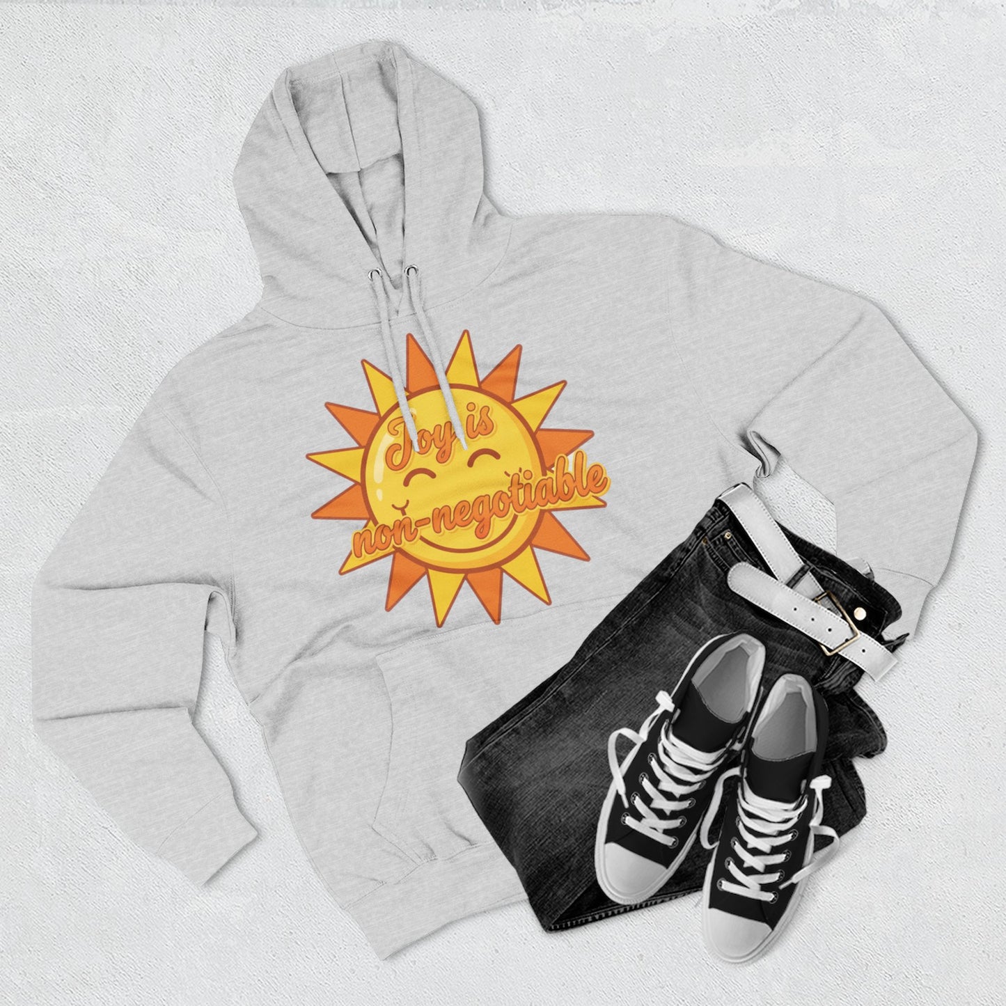 Joyful Fleece Hoodie - Sun Design, Casual Wear, Cozy Gift, Cheerful Apparel, Sunshine Hoodie