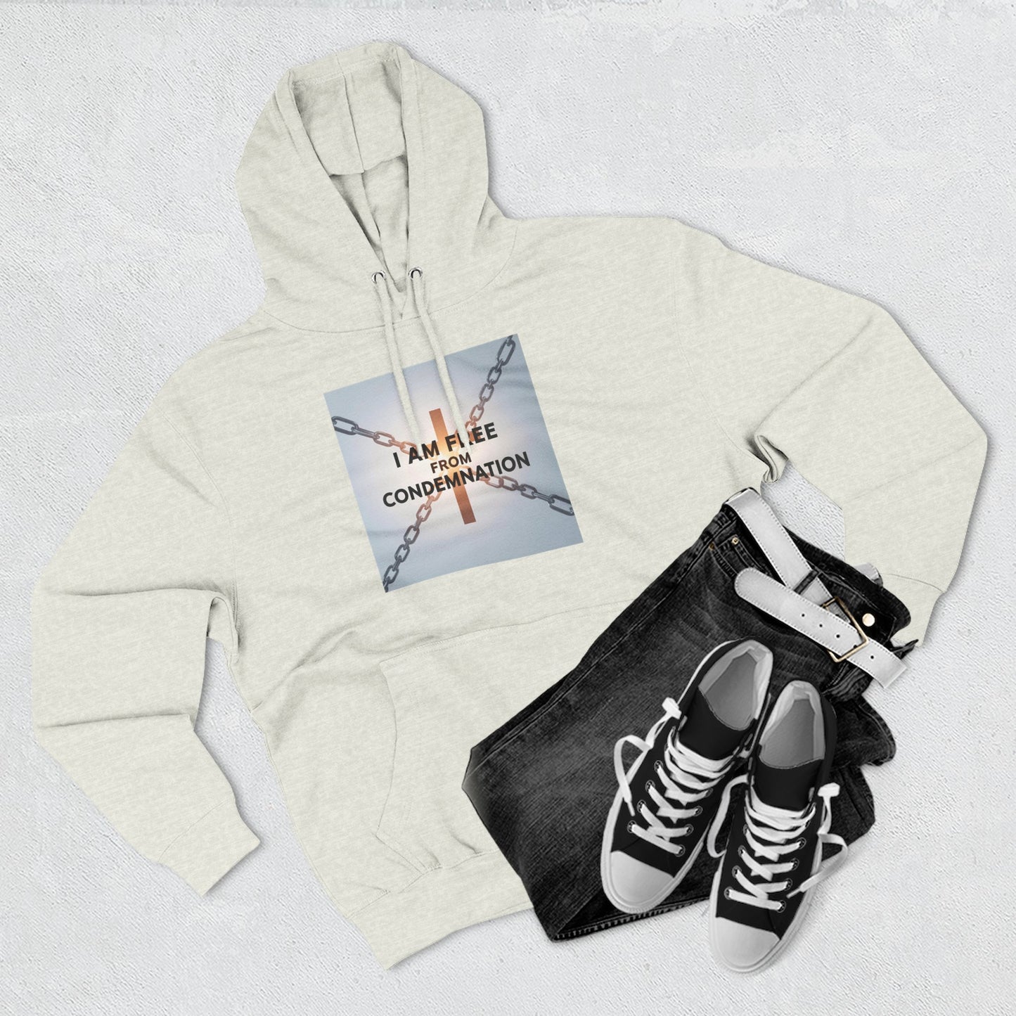Inspirational Fleece Hoodie, 'I Am Free From Condemnation' Sweatshirt, Cozy Christian Apparel, Gift for Faith & Freedom