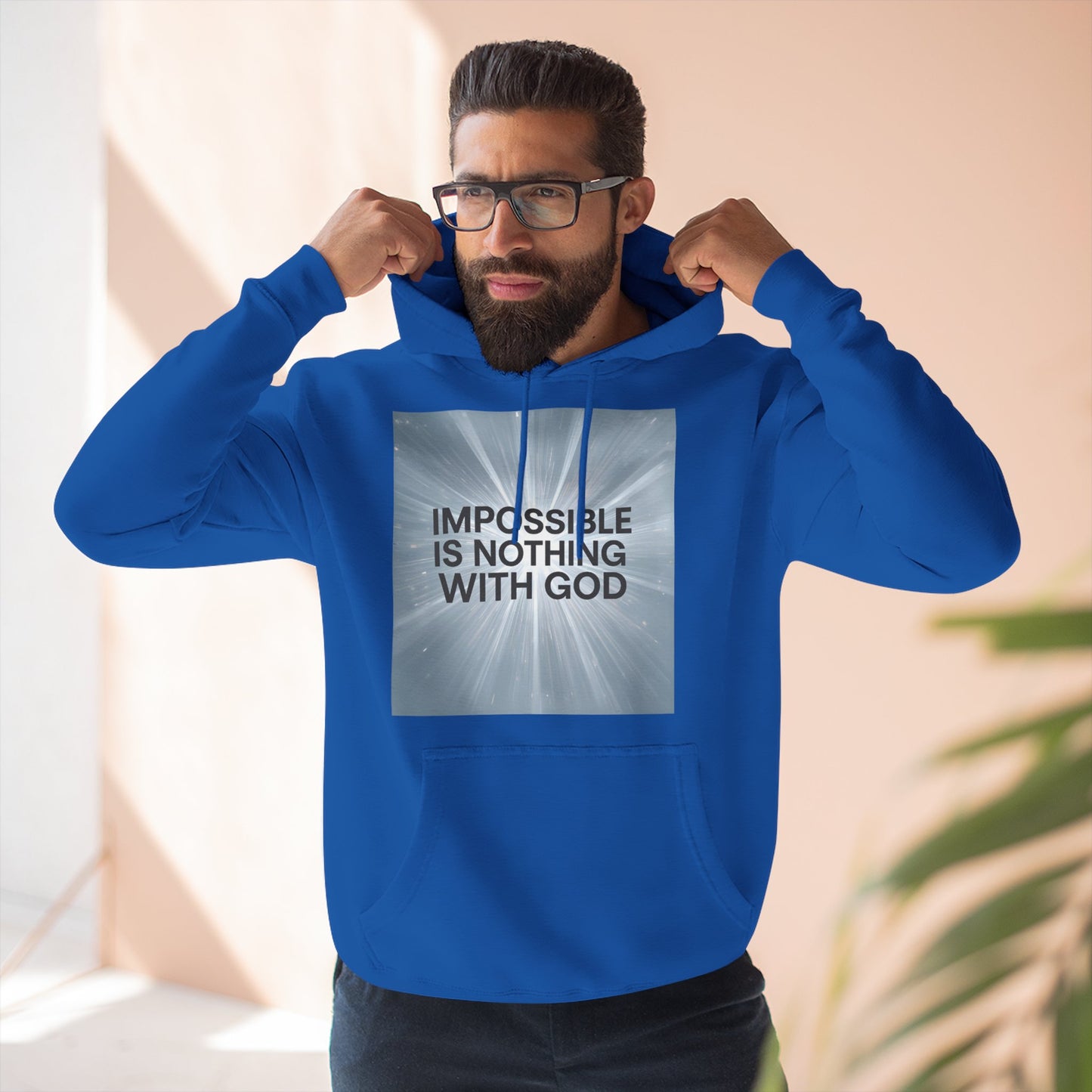 Inspirational Fleece Hoodie - Impossible is Nothing with God, Cozy Sweatshirt for Faith, Spirituality, Gift for Religious Friends.