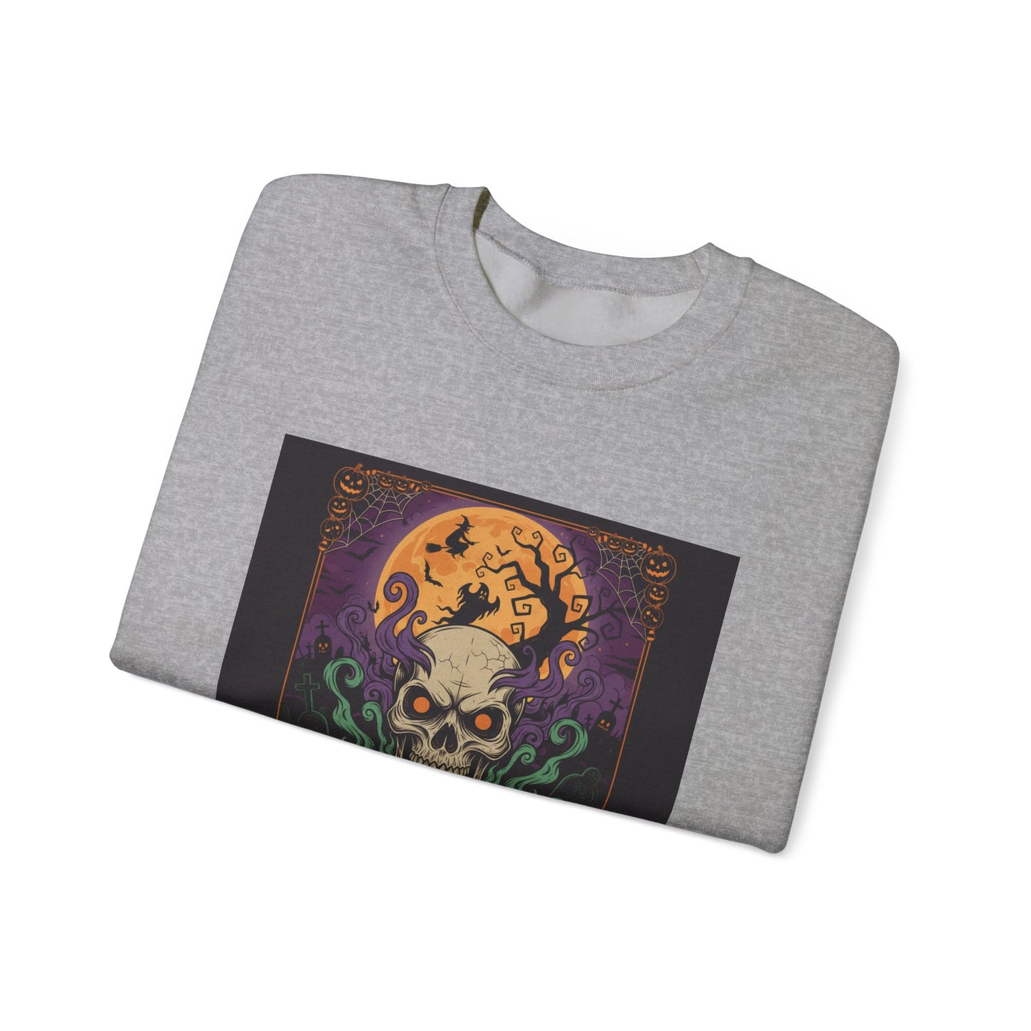 Halloween Skull Graphic Crewneck Sweatshirt, Spooky Sweatshirt, Unisex Halloween Apparel, Fall Fashion, Cozy Sweatshirt