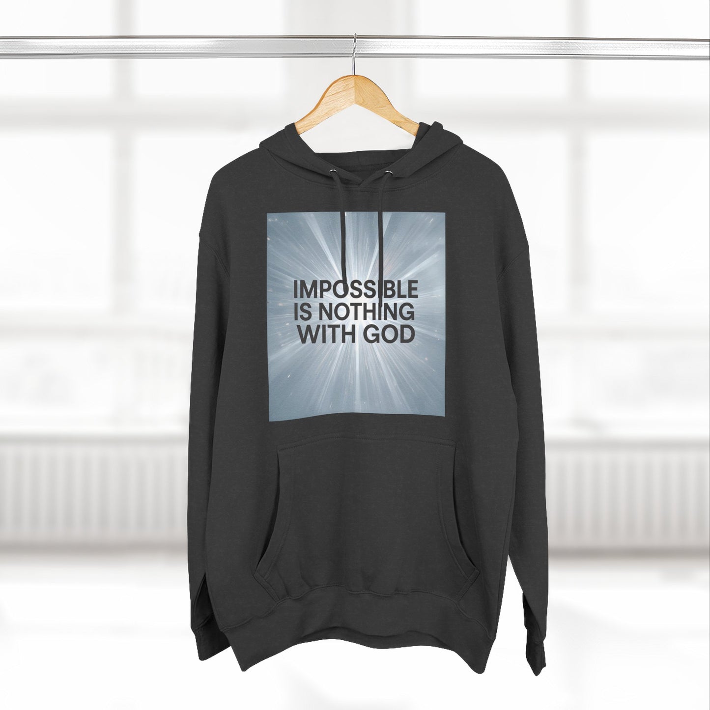 Inspirational Fleece Hoodie - Impossible is Nothing with God, Cozy Sweatshirt for Faith, Spirituality, Gift for Religious Friends.