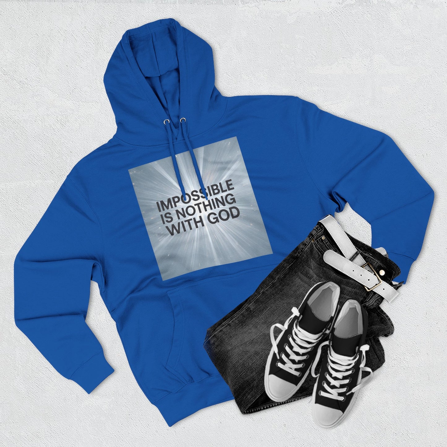 Inspirational Fleece Hoodie - Impossible is Nothing with God, Cozy Sweatshirt for Faith, Spirituality, Gift for Religious Friends.