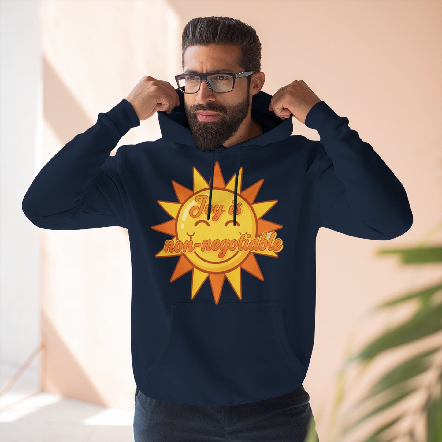 Joyful Fleece Hoodie - Sun Design, Casual Wear, Cozy Gift, Cheerful Apparel, Sunshine Hoodie