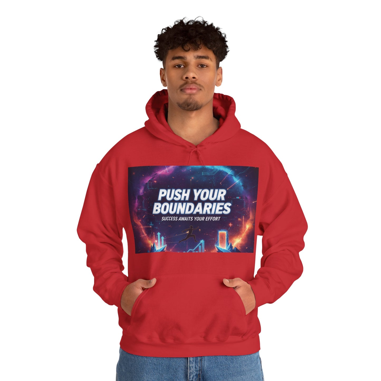 Motivational Graphic Hoodie, Push Your Boundaries Sweatshirt, Gift for Entrepreneurs, Cozy Layer for Success, Inspirational Apparel