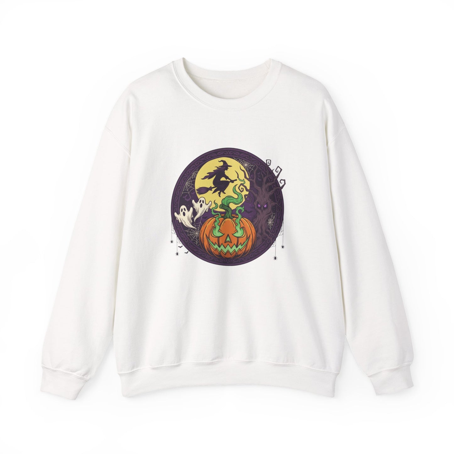 Halloween Pumpkin Ghost Sweatshirt | Cozy Fall Crewneck for Adults, Unisex Sweatshirt, Halloween Gift, Spooky Season Apparel, Autumn Fashion